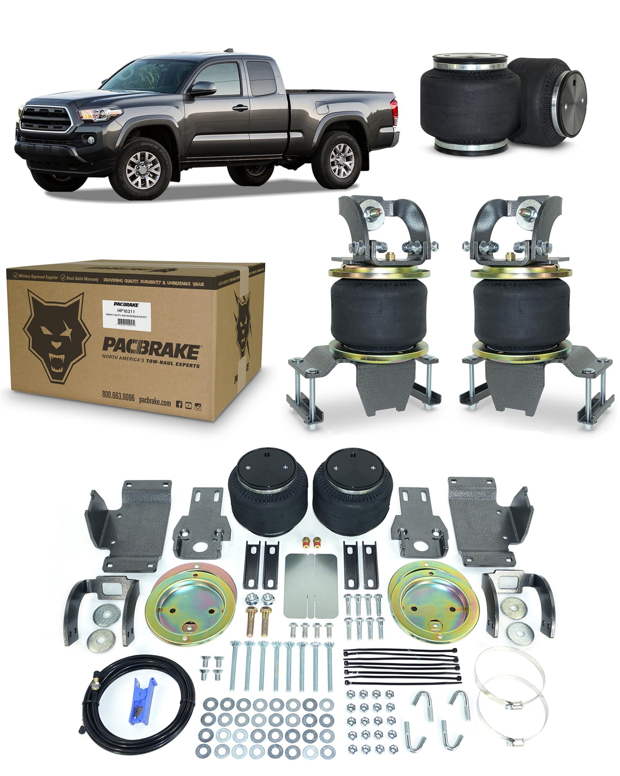 ALPHA HD Pacbrake HP10311 Rear Air Suspension Compatible with Tacoma/PreRunner 2005-2020