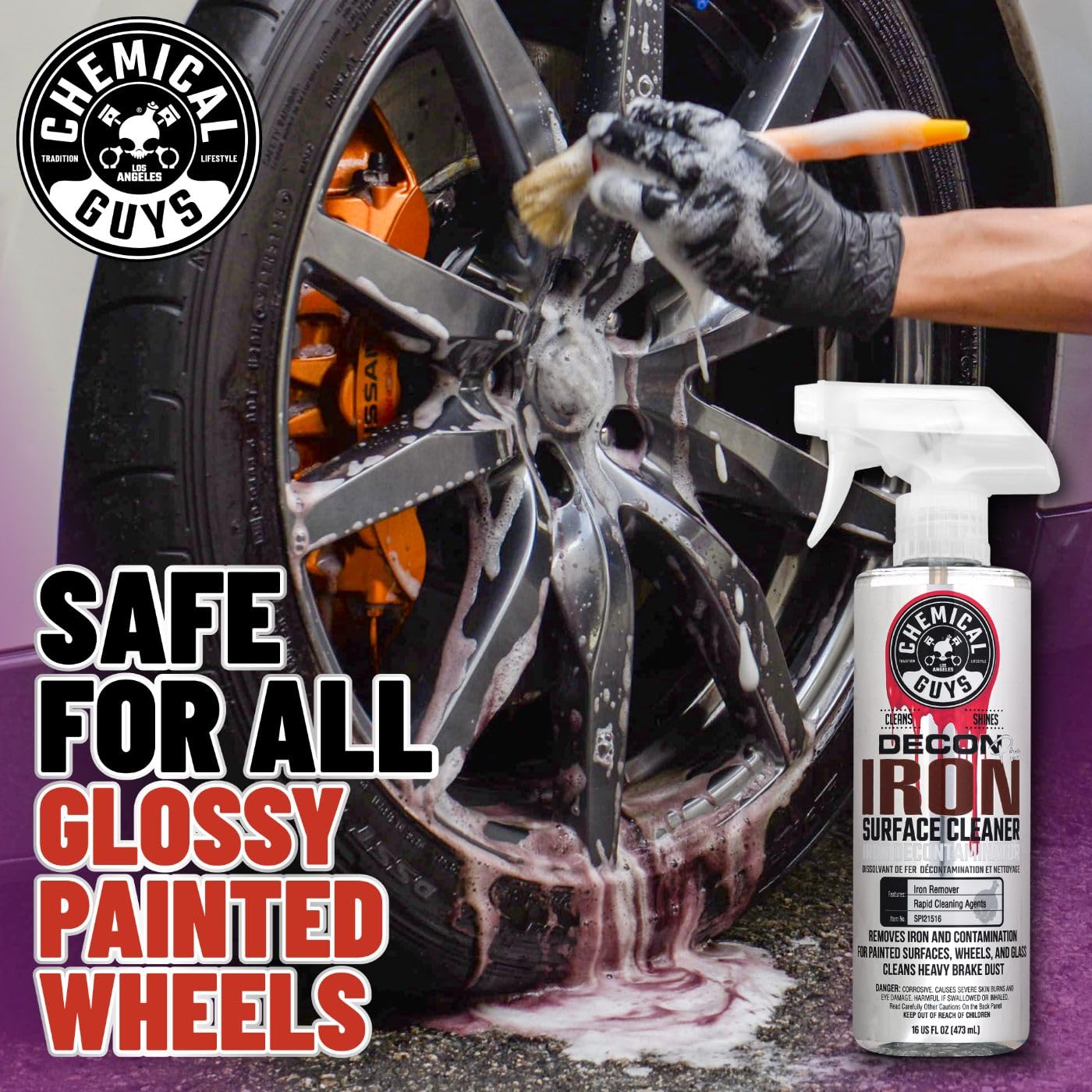 Decon Pro Chemical Guys Iron Remover and Wheel Cleaner – Professional Strength Fallout Remover, Brakes, Calipers, Exterior, Wheel and Tire Cleaner – Dissolves Brake Dust & Dirt, 16 oz