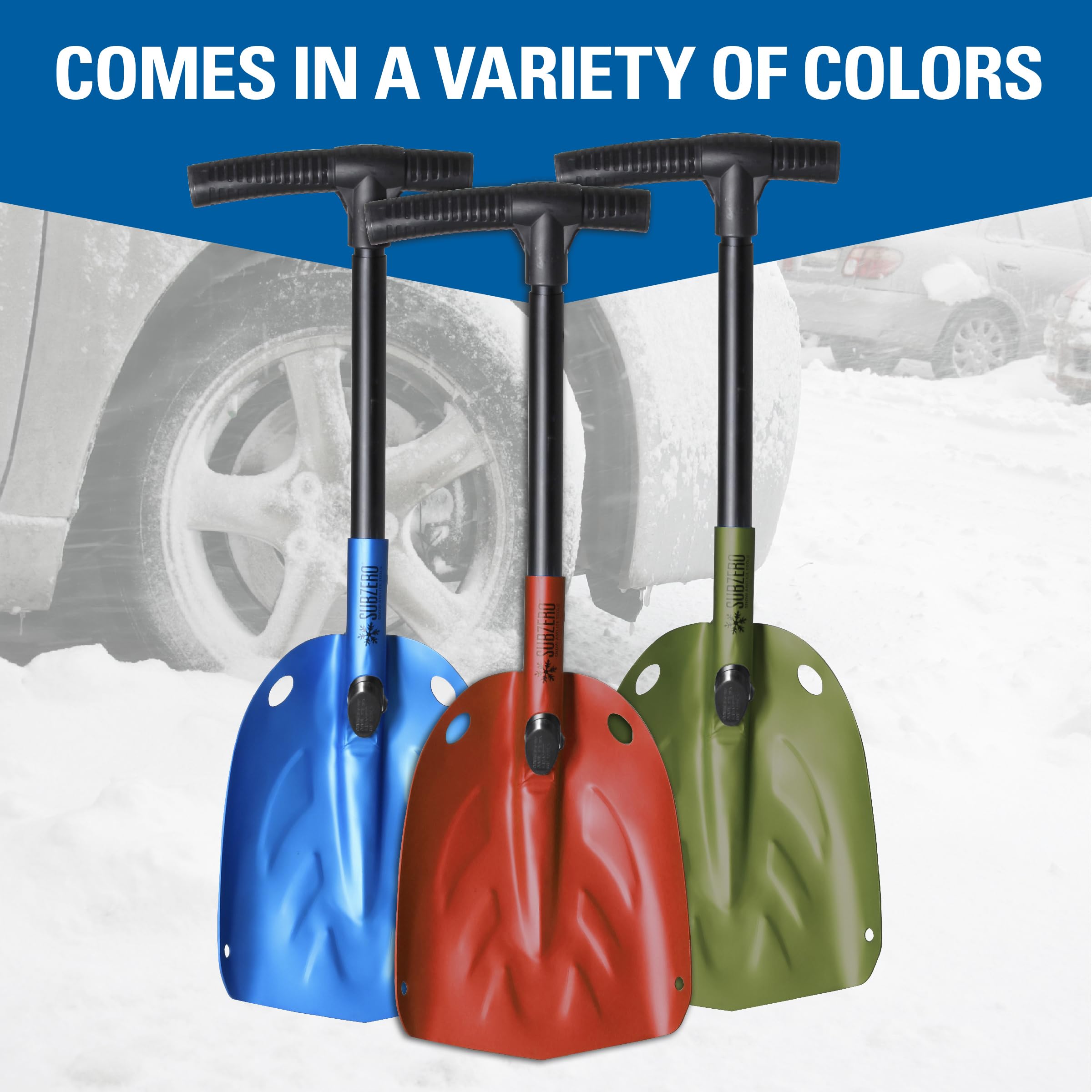 Collapsible Snow Shovel SubZero 17222, Light Weight Aluminum Snow Shovel for Car, Emergency Shovel for Driveway and Car (pack of 1)