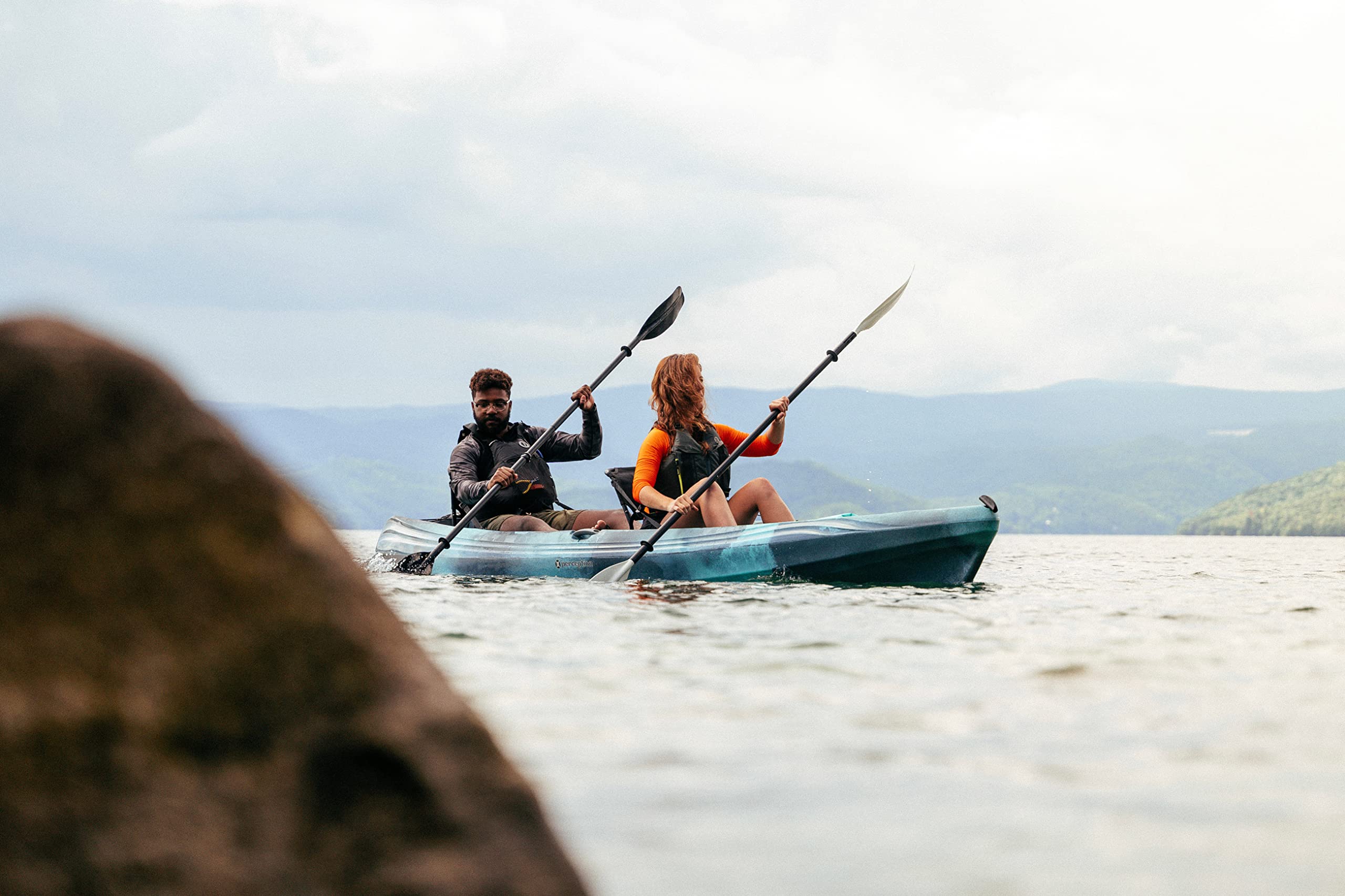 Kayaks Perception - 13.5 Tandem Kayak - Sit on Top - Large Rear Storage with Tie Downs - 13.5 ft - Deja Vu