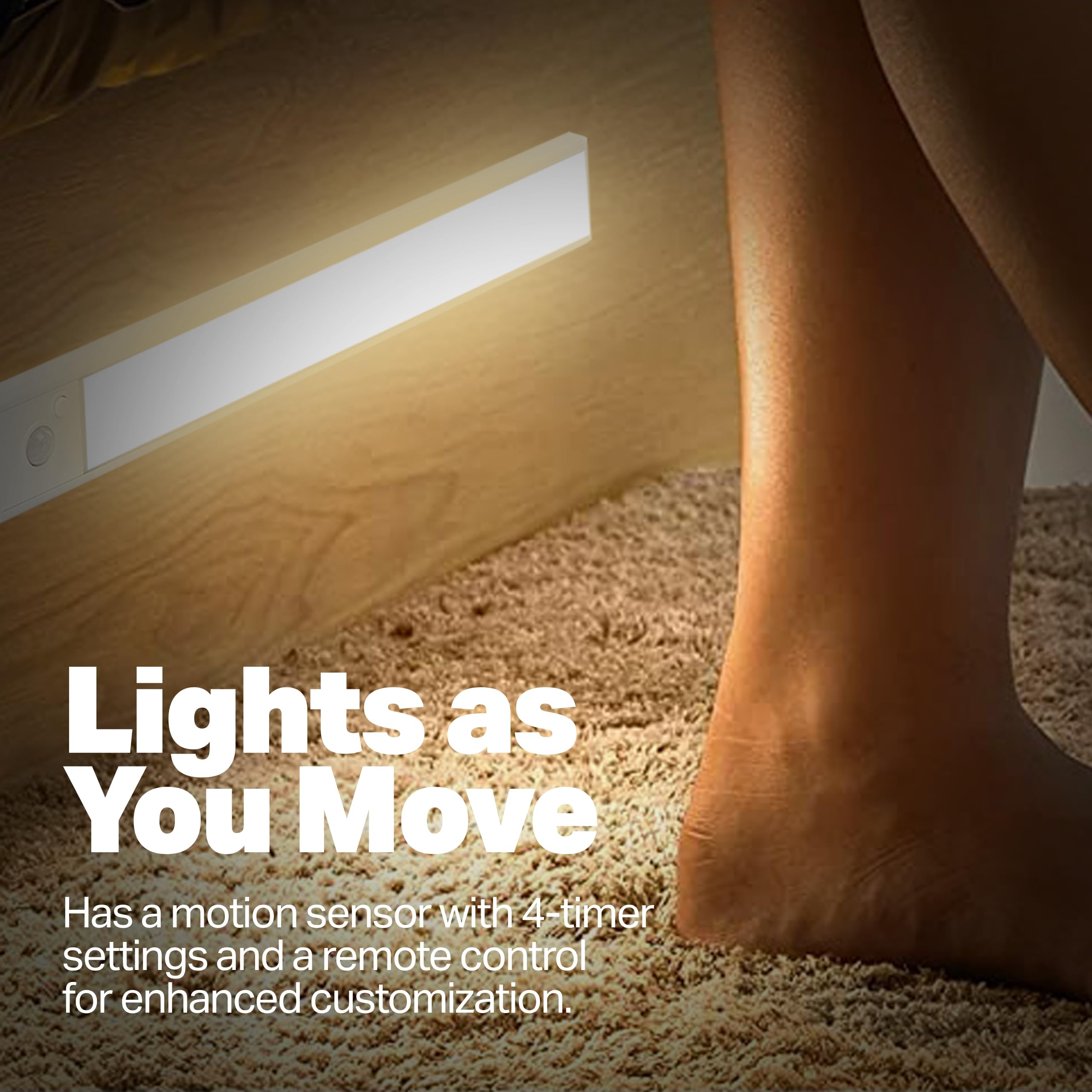 8 Inch LUXPRO LP440 Under Cabinet Light - with Motion Sensor - Rechargeable - Cabinet Lights with Remote - Home Improvement Item - Easy Installation