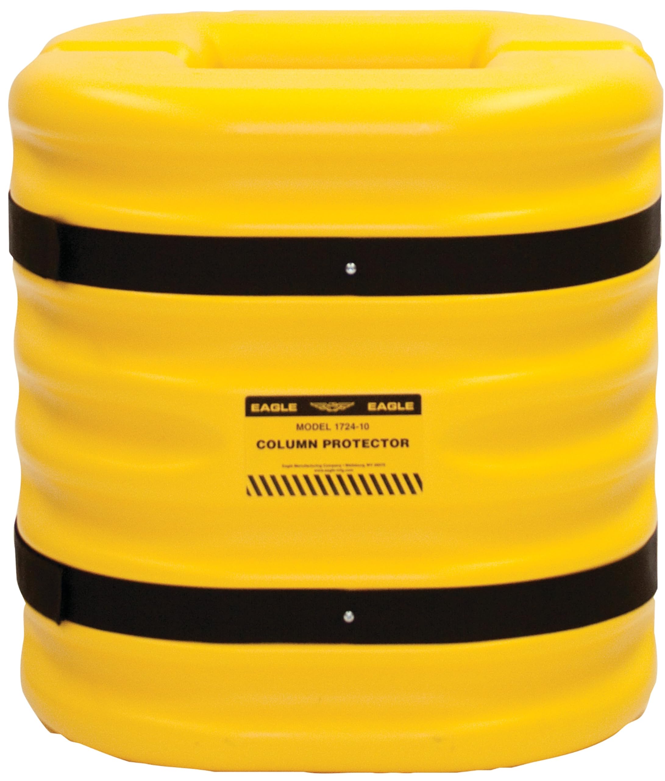 Plastic Eagle Column Protector for 12" Square Column with Interlocking Halves and Easy-Install Straps, 24" x 24" x 24", High-Density Polyethylene (HDPE), Made in The USA, Yellow, 172412