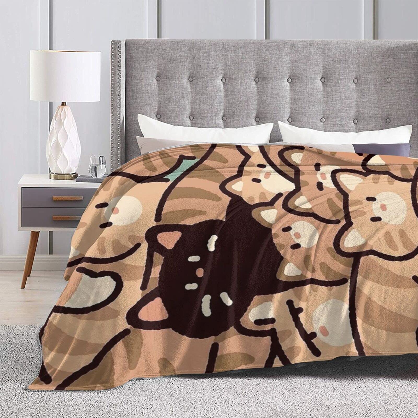 Cat Blanket Taizen Cartoon Simple Cute Air Conditioning Moisture Absorbing Microfiber Bed Flannel Sleeping Quilt Lightweight Warm Tapestry Washable Fluffy Lightweight