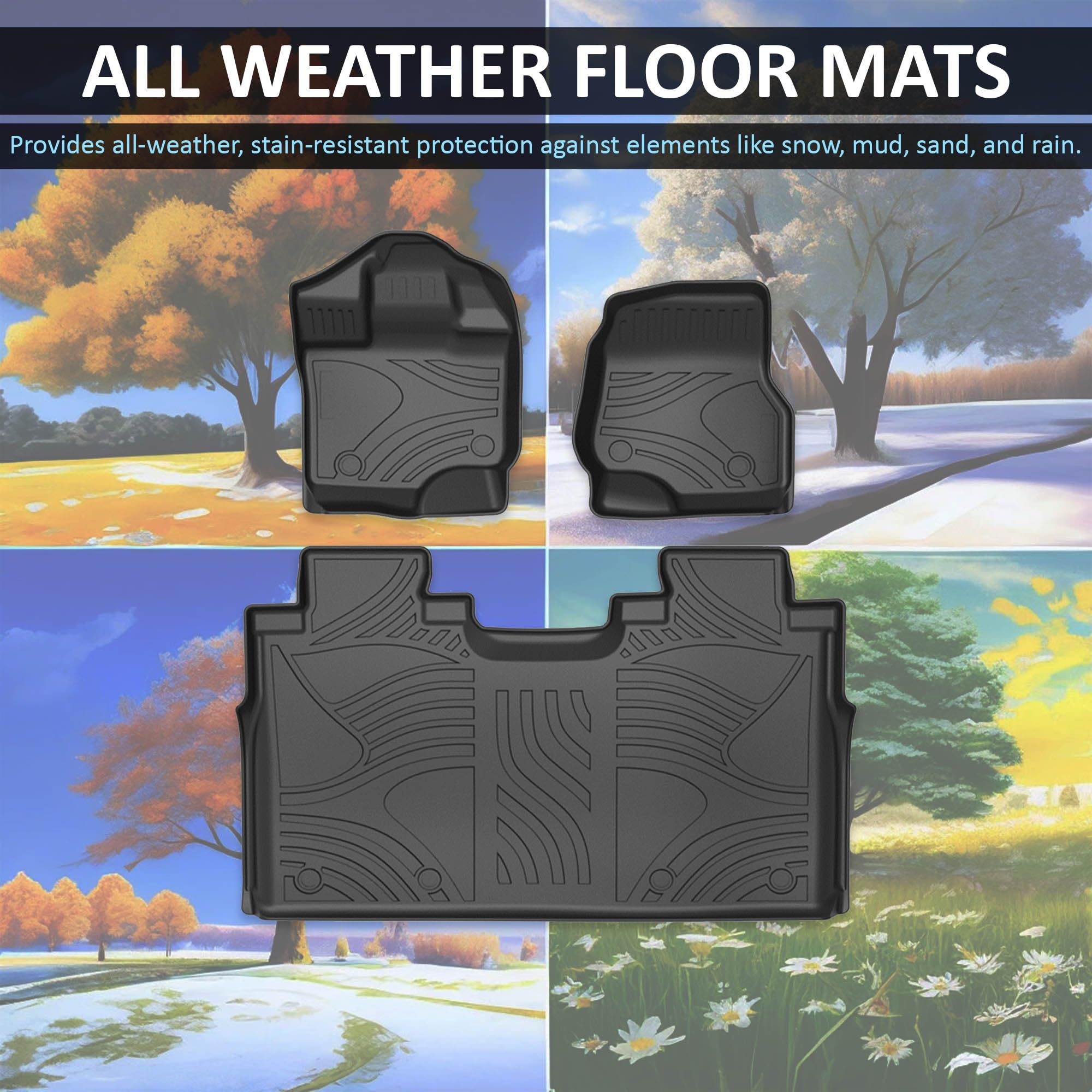 TOTALINER Black Horse Heavy Duty Floor Mat Anti-Skid Black 1.37'' Thickness Compatible with 2015-2022 Ford F-150 SuperCrew Cab-FMFF115