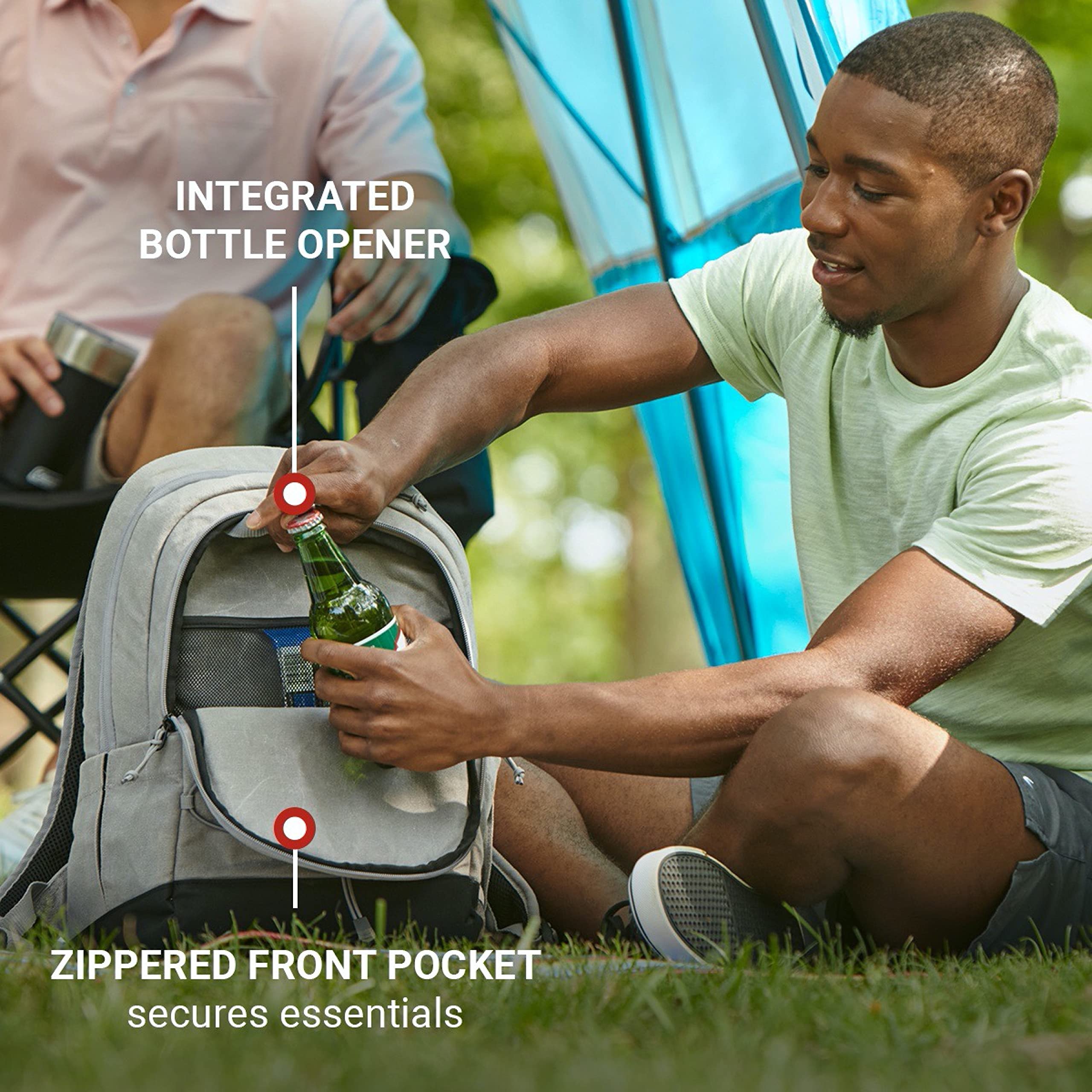 Backroads Coleman 30-Can Soft Cooler Backpack, Leak-Proof Portable Insulated Backpack Cooler, Keeps Contents Cold up to 24Hrs, Built-in Bottle Opener