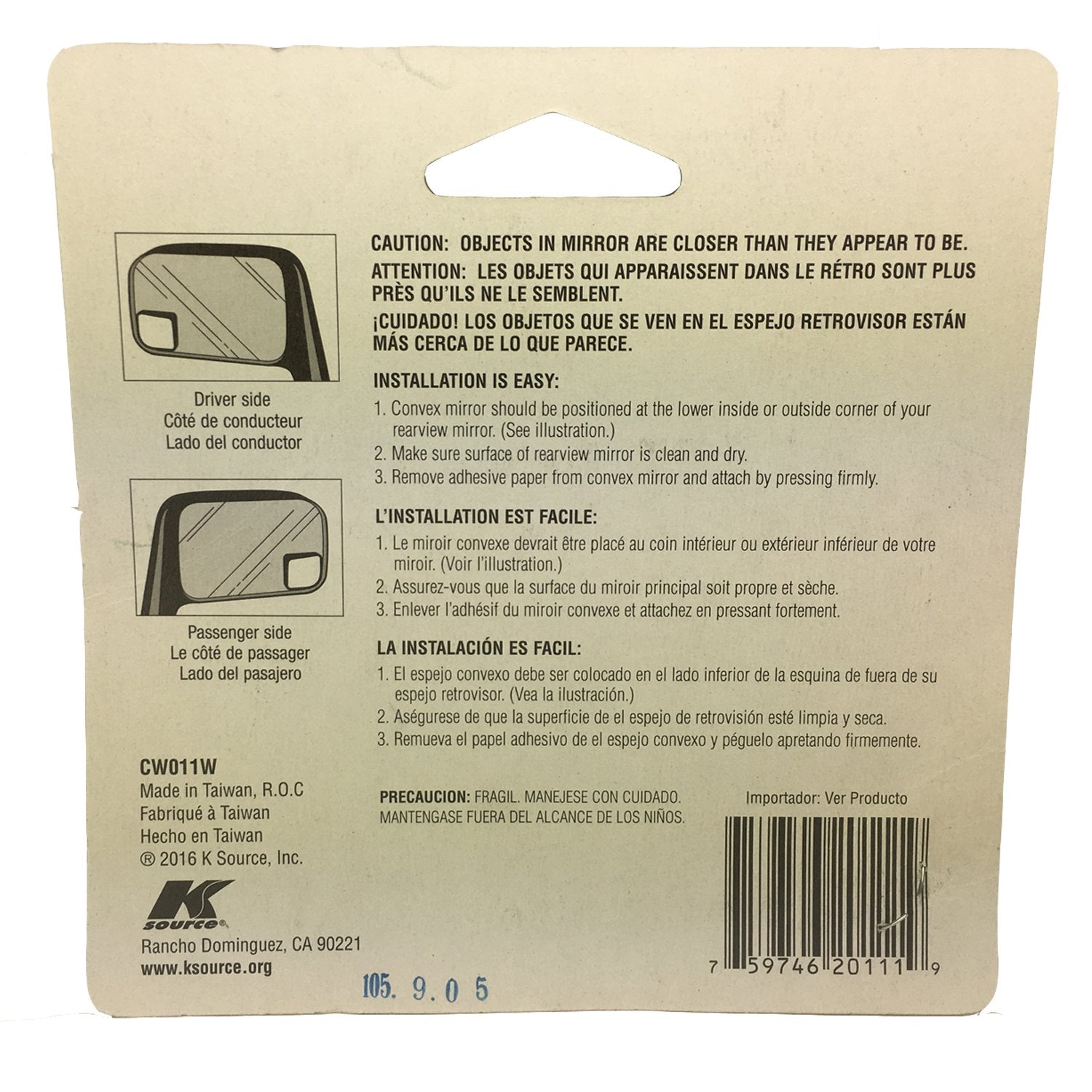 K Source 2 1/8" x 2 1/8" Fit System Wedge Spot Mirror (2pcs)