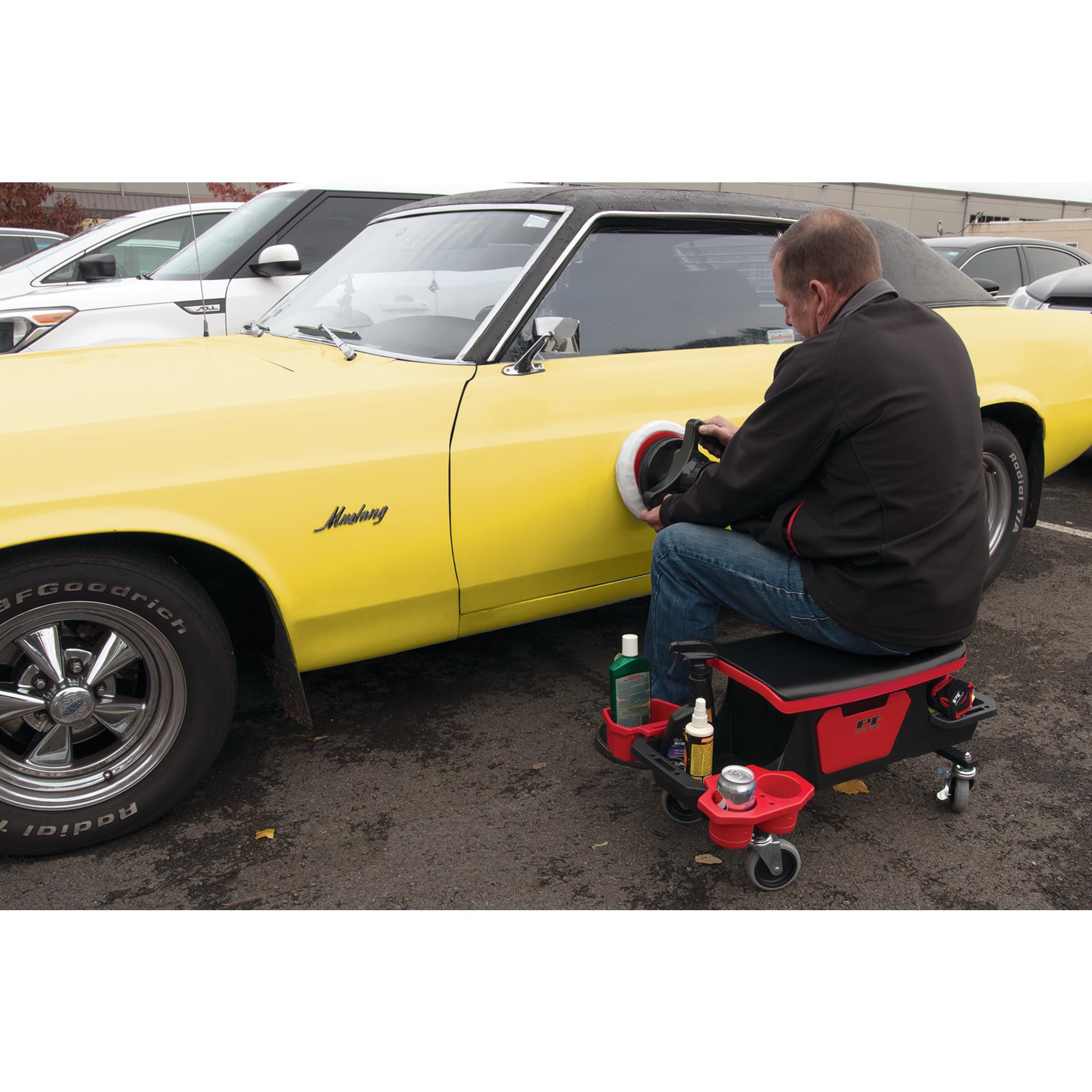 Heavy Duty Performance Tool W85035 Roller Mechanics Seat and Brake Stool with 4-Inch Rubber Swivel Casters Roll Over
