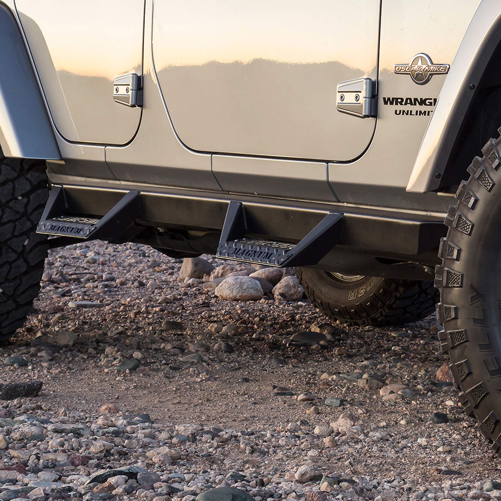 RTS74JP Raptor Series: 18-21 Jeep Wrangler JL Unlimited 4 Door Black Cab Length Steps