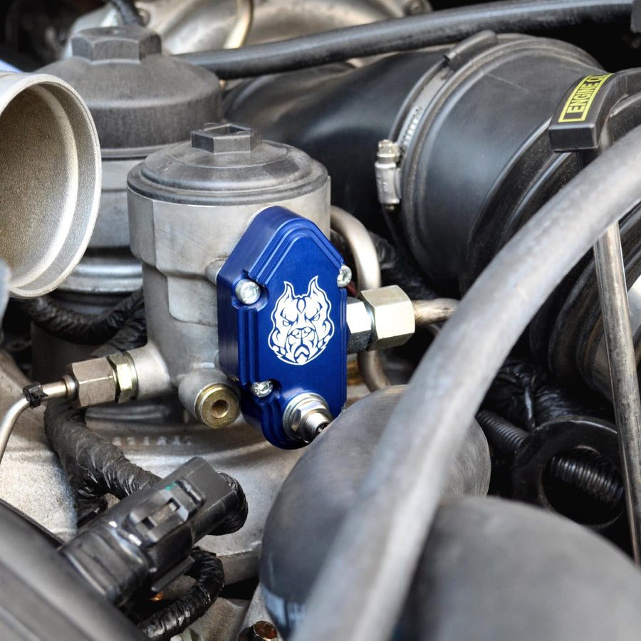 Sinister Diesel Blue Spring Kit - Adjustable Billet Spring Housing with Fuel Regulator Kit - Ford Blue Spring Kit 6.0 Powerstroke – Fast Install For 2003-2007 Ford Powerstroke 6.0L