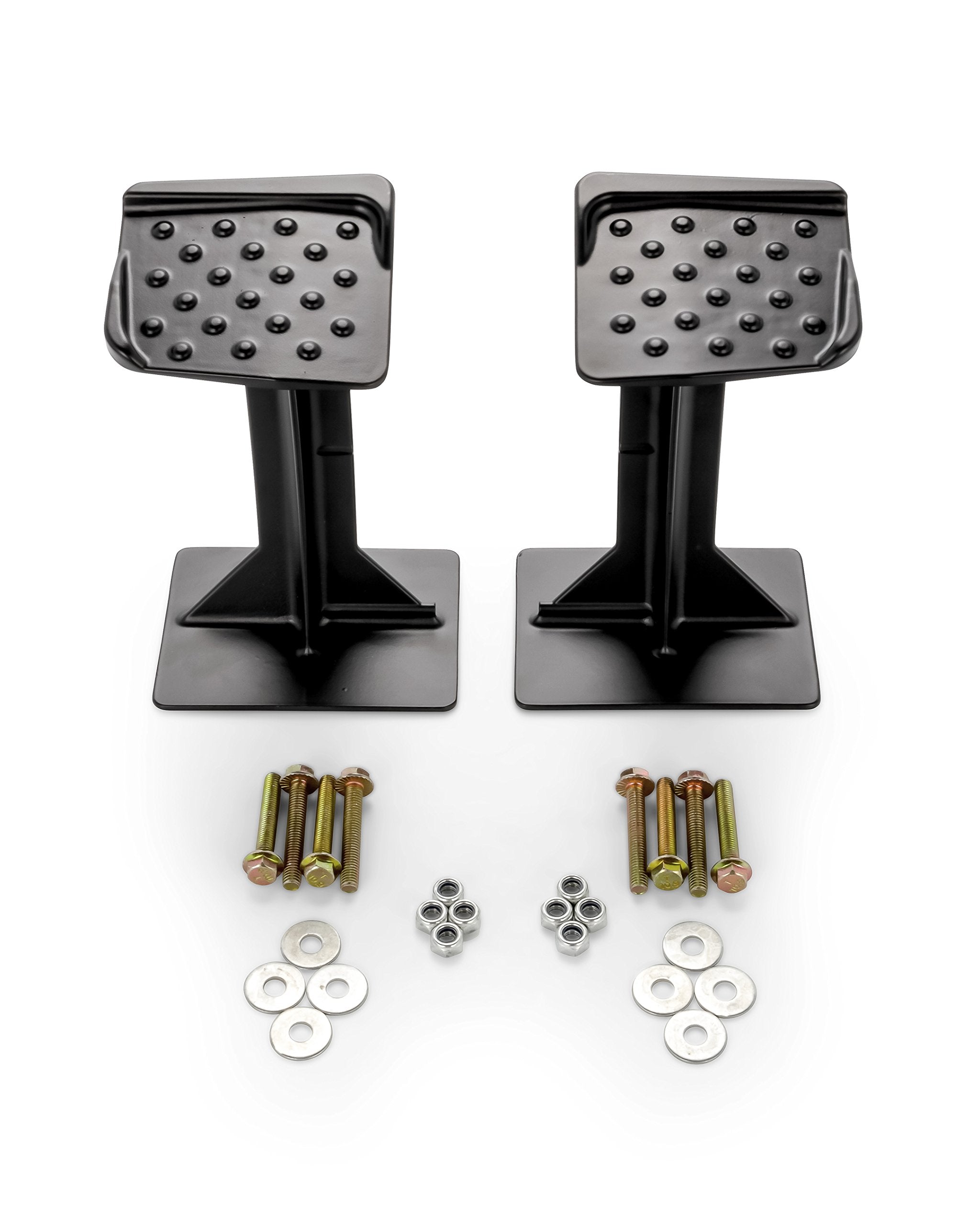 ATV Rear Lounger Black Boar Foot Pedestal - Durable Powder-Coated Cast Aluminum Design & Perforated Surface for Firm Foot Hold - Mounts to Most ATV Footboards - 8-3/8” (H) x 4” (W) - Set of 2 (66017)