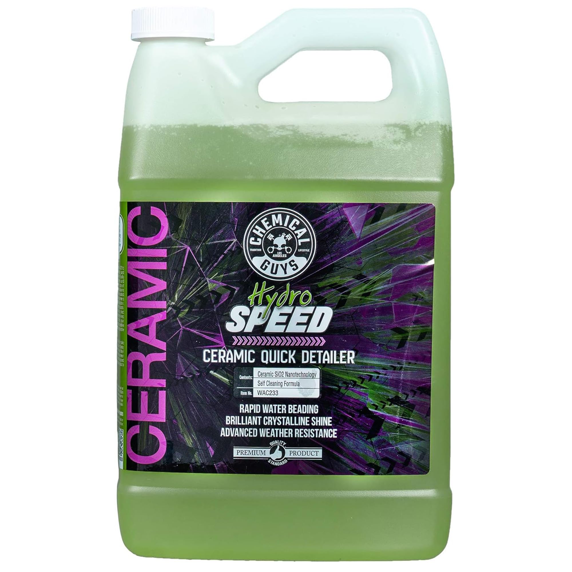 Chemical Guys HydroSpeed Quick Detailer Ceramic Spray - SiO2 Shine Car Detailer Spray for Cars, Trucks, SUVs, Motorcycles and RVs, Boosts Gloss, Hydrophobic Protection and Slickness, 128 oz