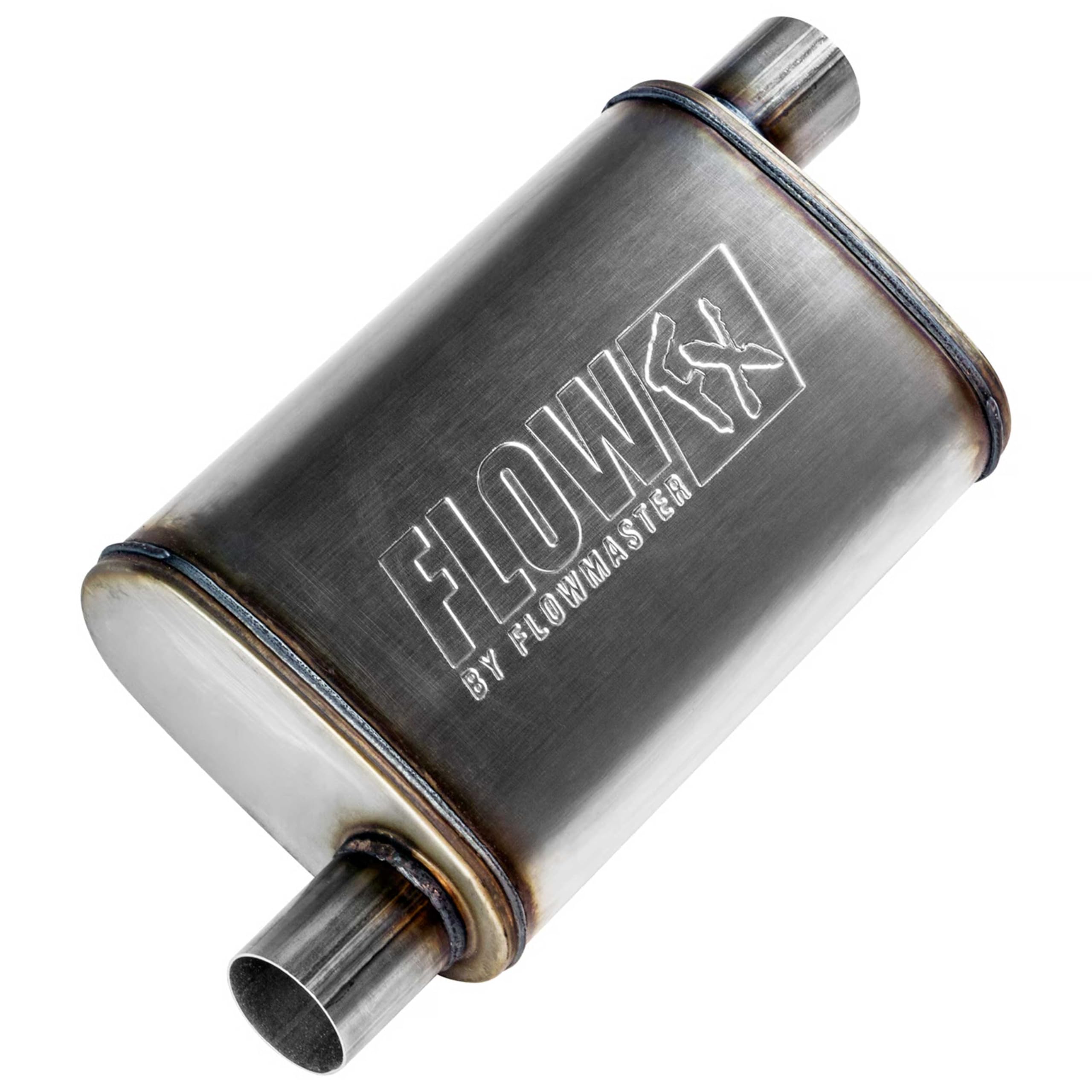 Flowmaster Chambered Muffler Flow FX – 2.25” Offset In / 2.25” Offset Out – Moderate Sound – Stainless Steel – Affordable Performance for Modern Trucks, Muscle Cars & Daily Drivers (71235)