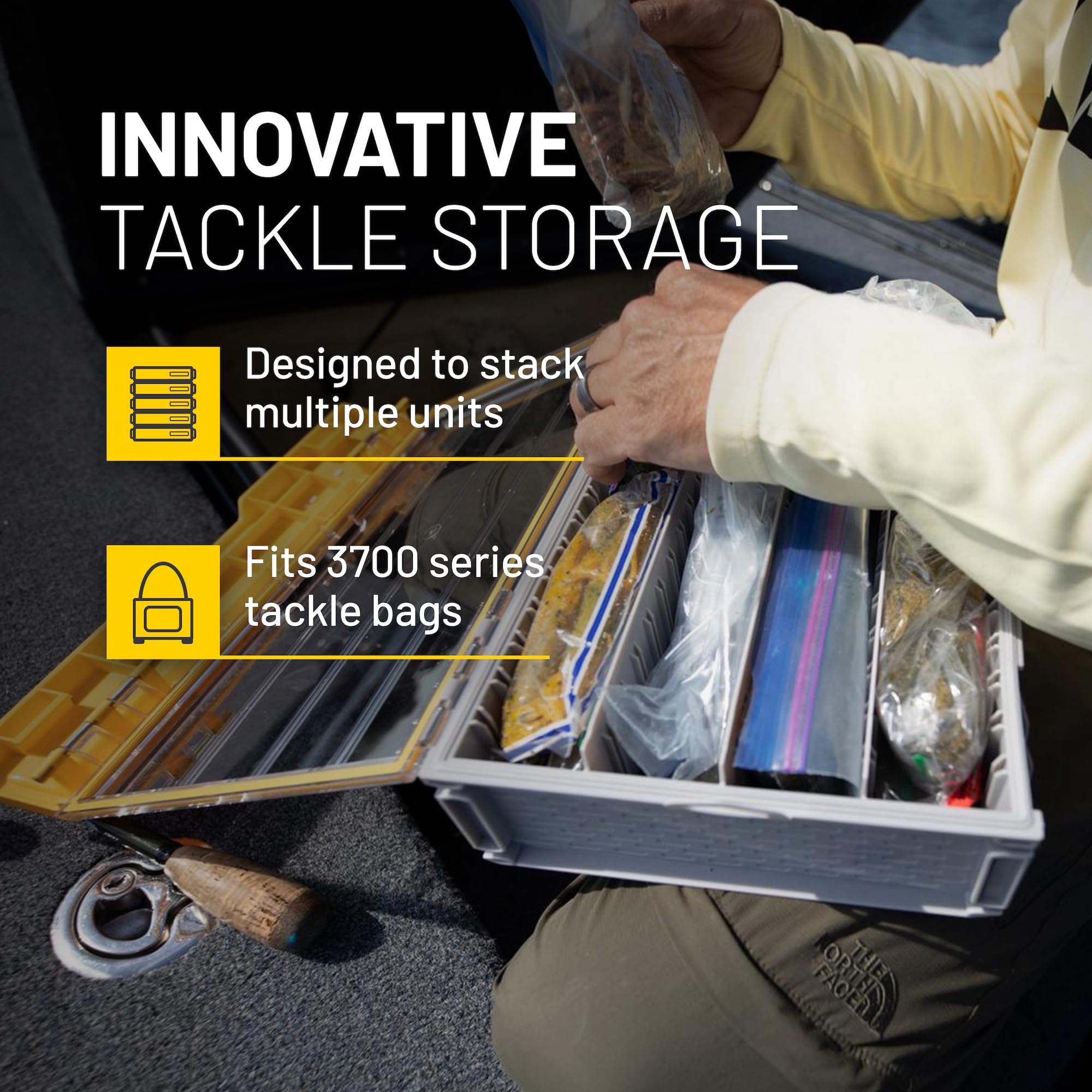 Plano 3700 EDGE Premium Deep Tackle Utility Box, Clear and Yellow, Waterproof and Rust-Resistant Bait and Terminal Tackle Storage Organization Box