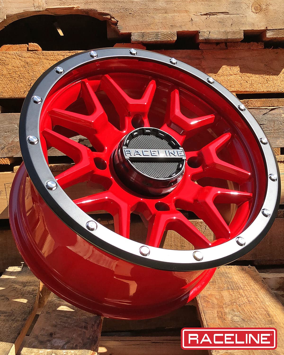 Krank Wheel Raceline-14x7-5+2 Offset-4/156 Black/Red Wheel with Aluminum (14 x 14. inches /1 x, 1 mm Offset)