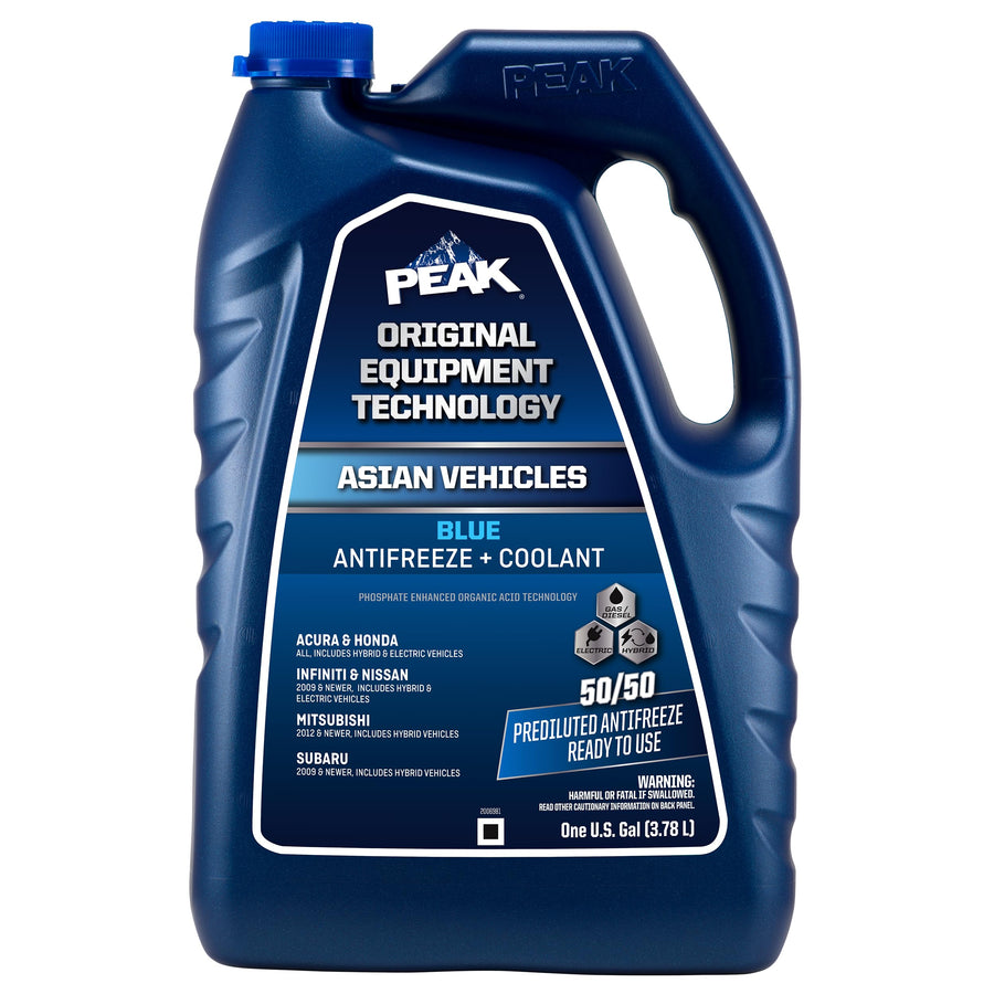 50/50 Prediluted Antifreeze/Coolant PEAK OET Extended Life Blue for Asian Vehicles, 1 Gal.