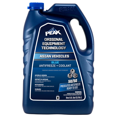 50/50 Prediluted Antifreeze/Coolant PEAK OET Extended Life Blue for Asian Vehicles, 1 Gal.