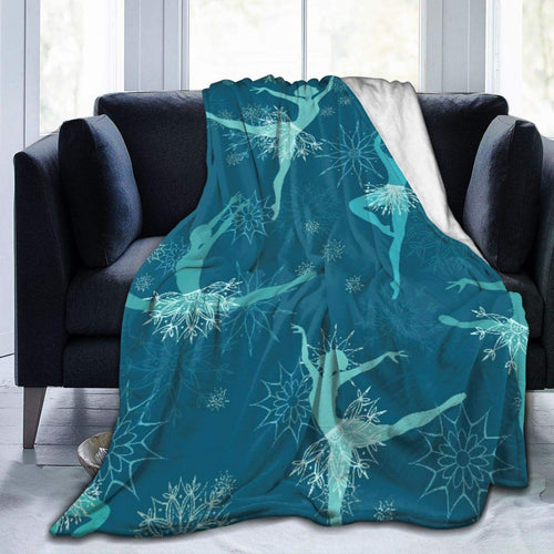 Janrely Custom Personalized Throw Blanket, Fancy Snowflake Ballet Dancers, Soft Comfortable Plush Blanket for Sofa Bedroom Travel Fluffy Blanket 40"X50"