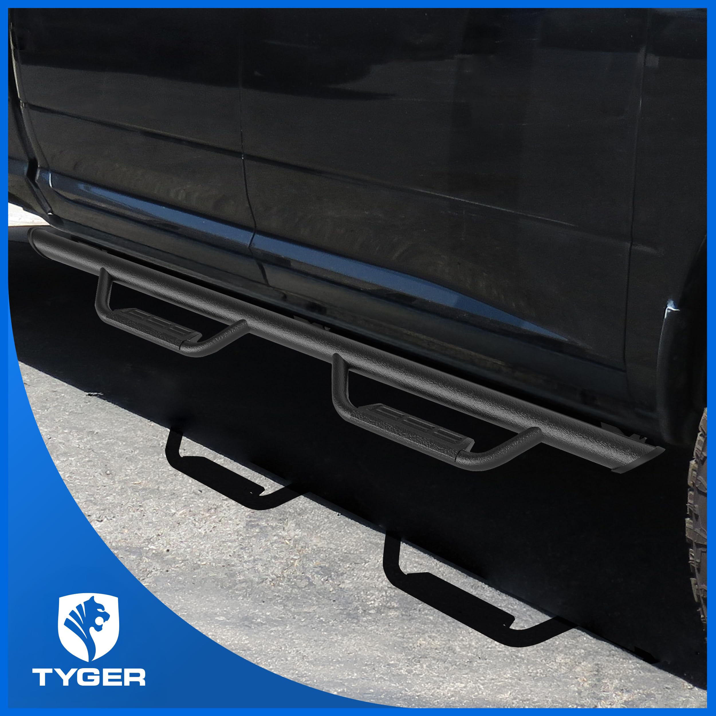 Tyger Auto Running Boards Tyger Access Compatible with 2009-2018 Dodge Ram 1500; 2010-2026 2500 3500; 2019-2024 Classic | Crew Cab | TG-AS2D24005 | Textured Black Drop Step Rail