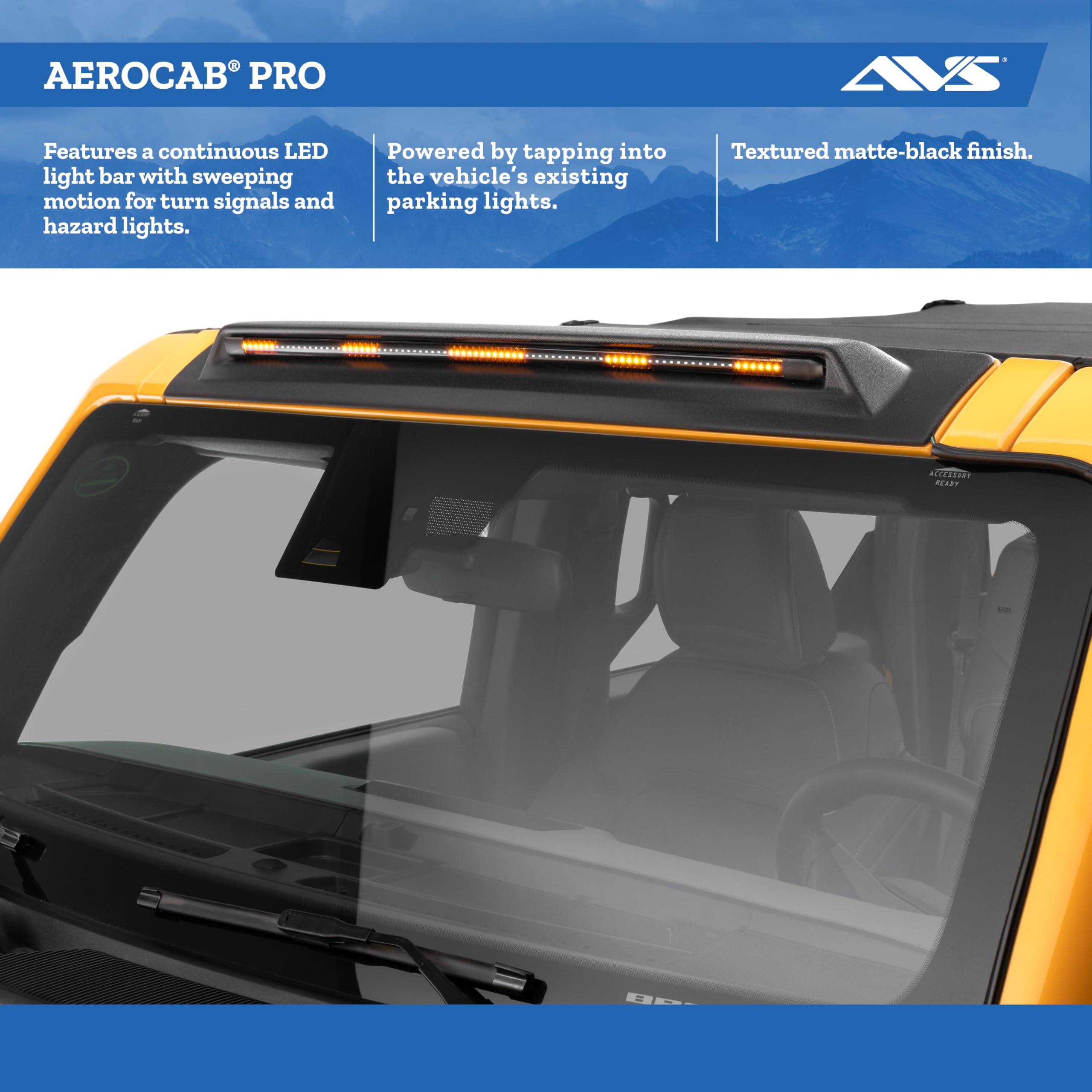 AeroCab Pro/Cab Light Auto Ventshade [AVS] | Fits 1999-2016 Ford F-250, F-350, F-450, 1 pc. | Textured Black - 898006