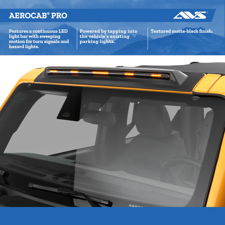AeroCab Pro/Cab Light Auto Ventshade [AVS] | Fits 1999-2016 Ford F-250, F-350, F-450, 1 pc. | Textured Black - 898006
