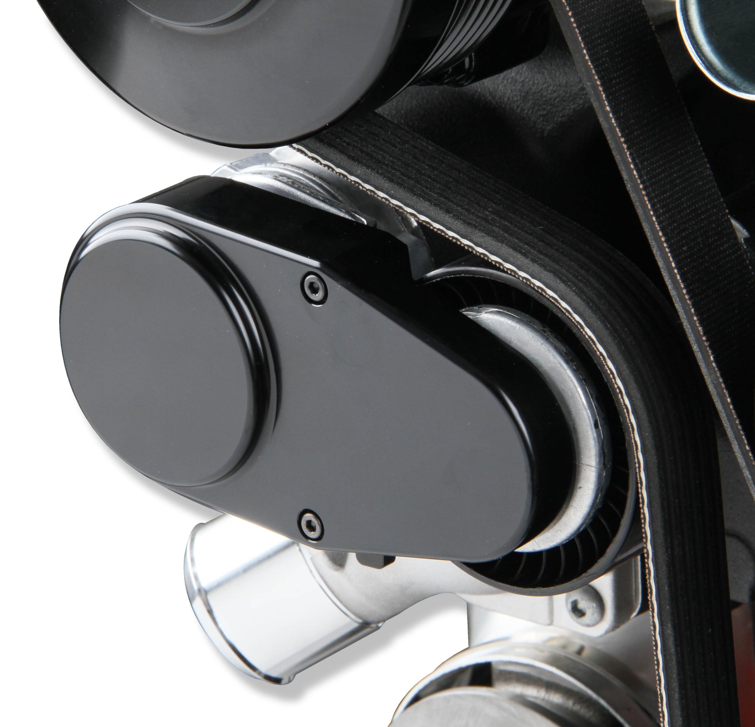 Holley Complete LS Swap Front Accessory Serpentine Drive System | Mid-Mount with Water Pump, Alternator, A/C & Power Steering | Gen III/IV 4.8/5.3/LS1/LS2/LS3/LS6 Black Finish 20-185BK