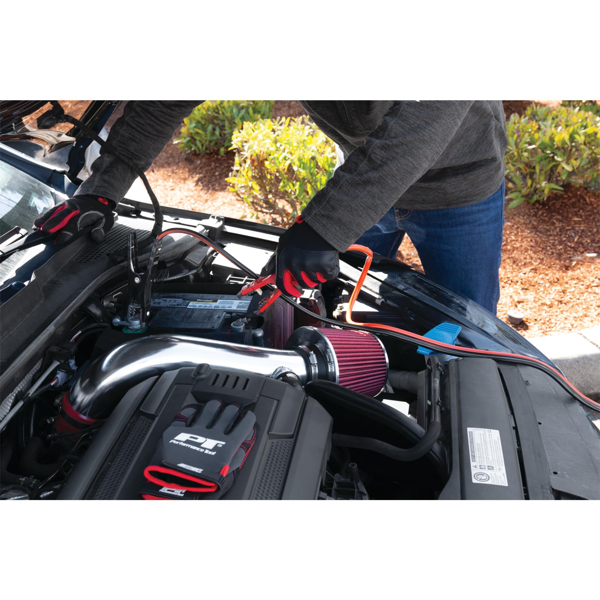 6GA Performance Tool W1668 16 ft. Battery Jumper Cables - Rubber-Coated 100% Copper Cables, Color-Coded Alligator Jaws, Heavy Duty