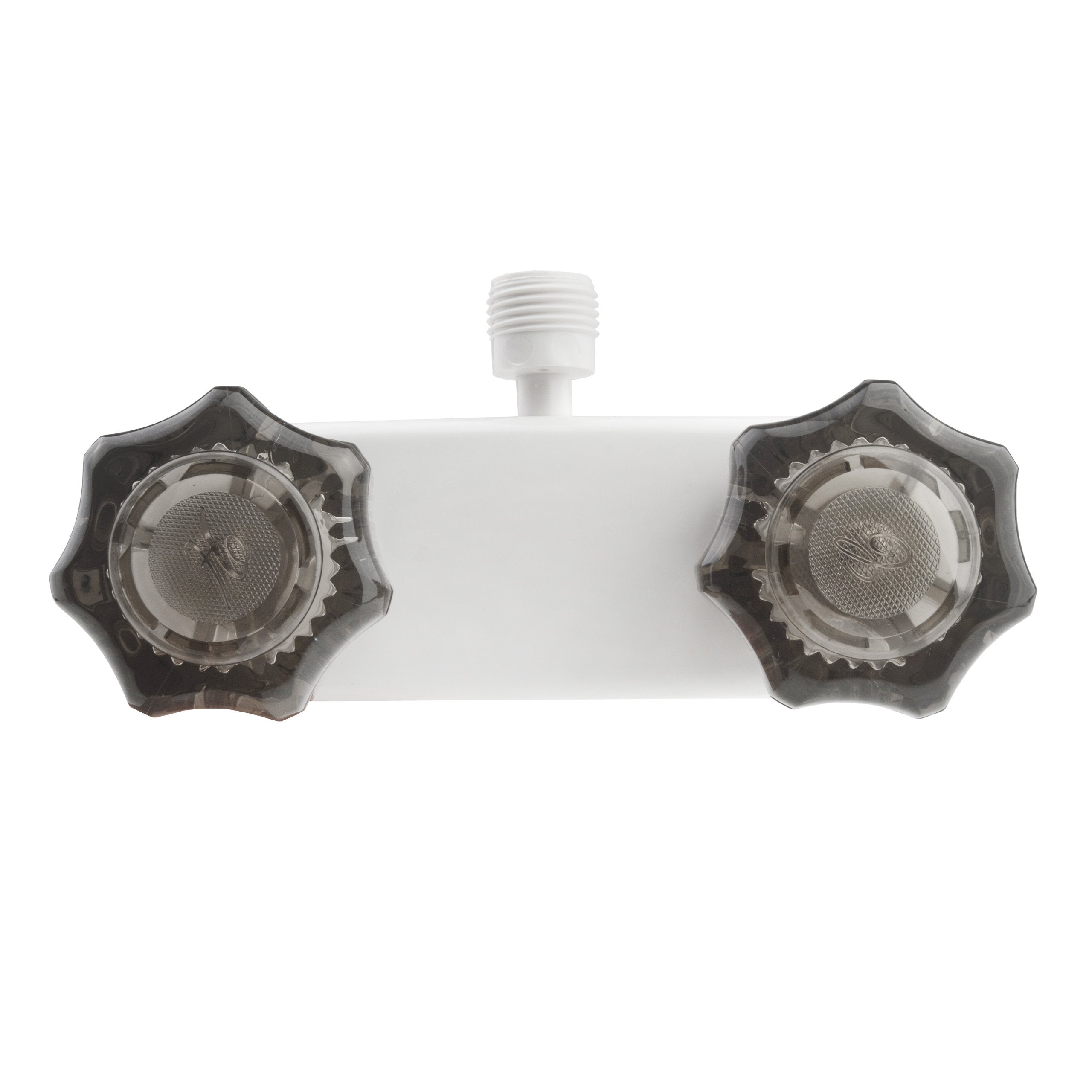 Dura Faucet RV/Motorhome/Trailer DF-SA100S-WT Shower Faucet Valve Diverter with Smoked Acrylic Knobs (White)