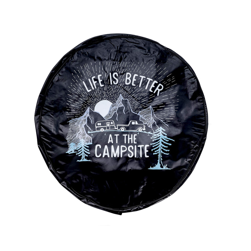 27' Camco Life is Better at Campsite Vinyl Cover with Elastic Hem-Durable Design Keeps Dirt, Rain, and Sun Away from Your Spare Tire (53290)
