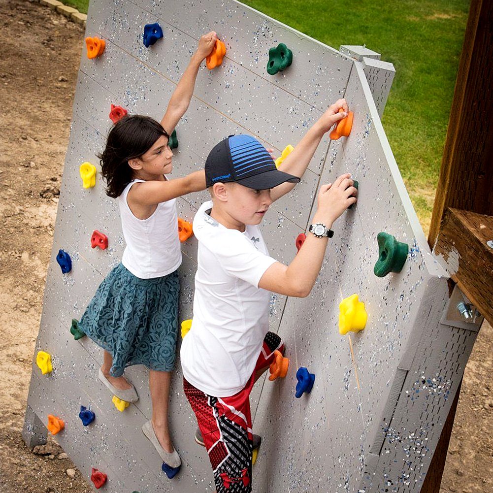 Kids Children ck Climbing Wood Wall Stones Hand Feet Holds Grip Kits Stock(Yellow)