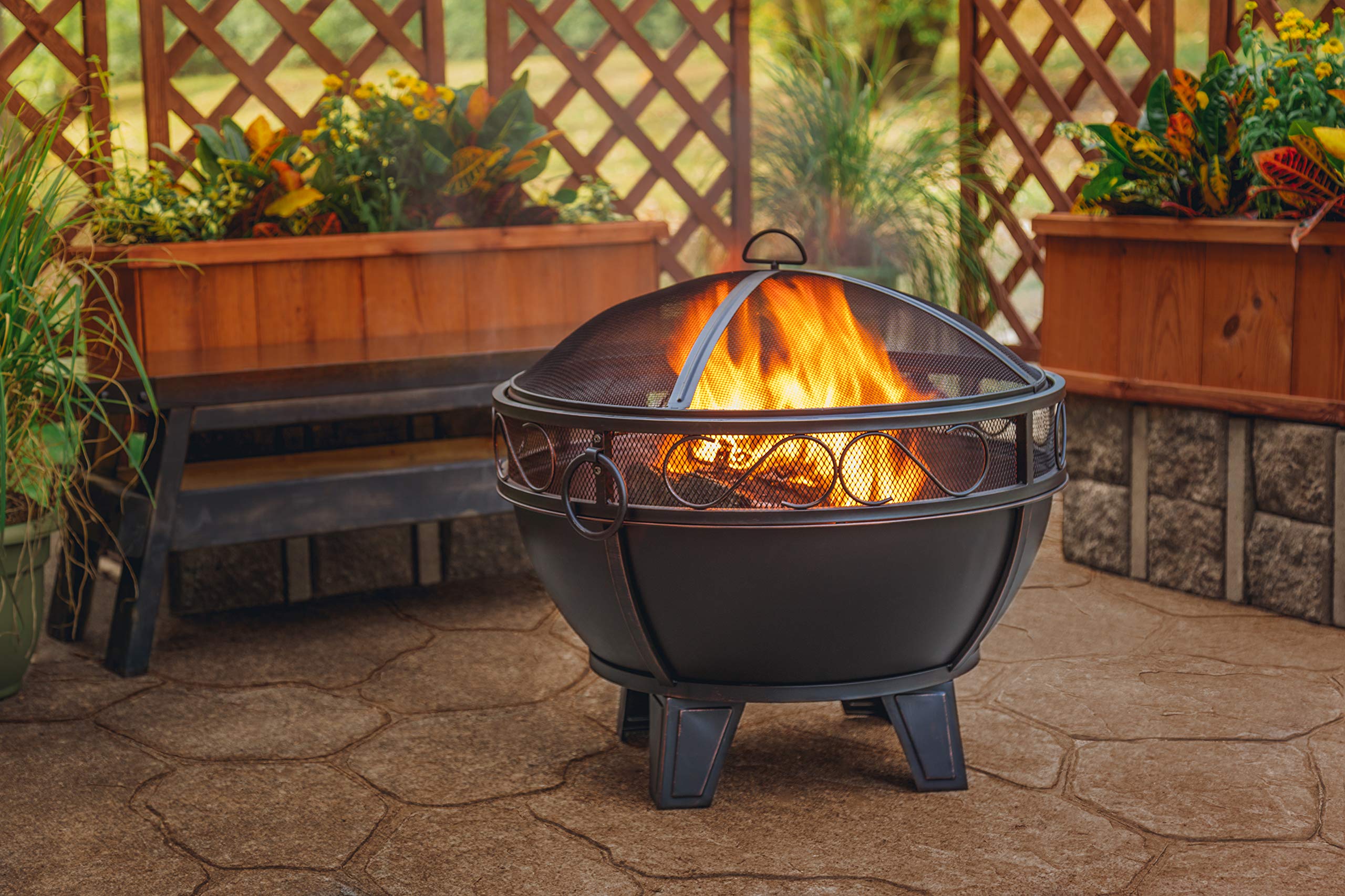 GHP Group Bellora OFW295R Fire Pit, Rubbed Bronze