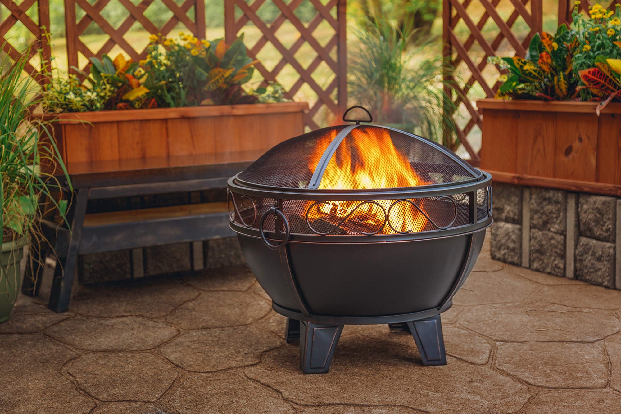 GHP Group Bellora OFW295R Fire Pit, Rubbed Bronze