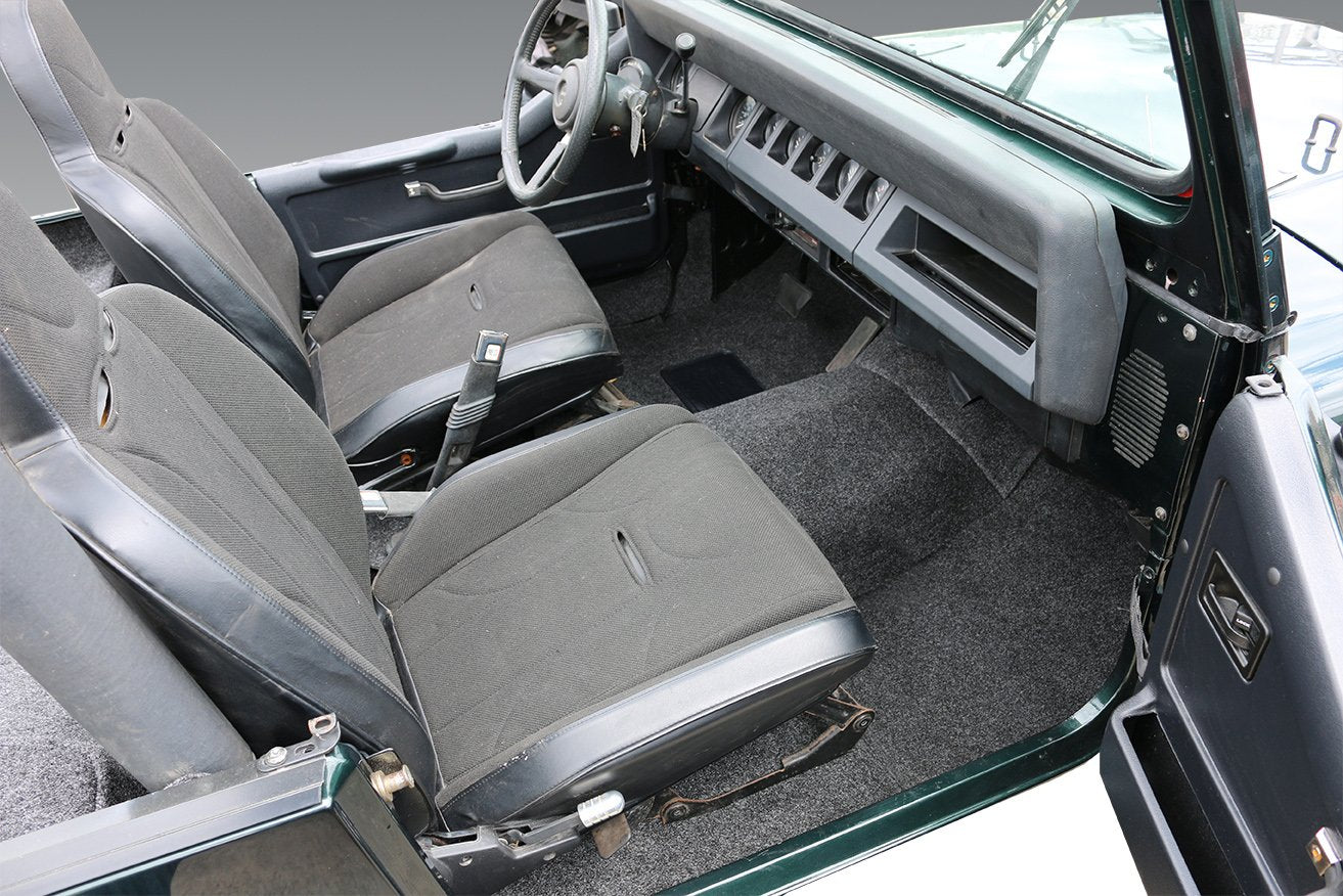 Jeep Liners - Bedrug | 1976 - 1995 Jeep Wrangler CJ-7 / YJ, Front Floor Liners (Includes Heat Shields) | Grey - 8 pc. | BRCYJ76F