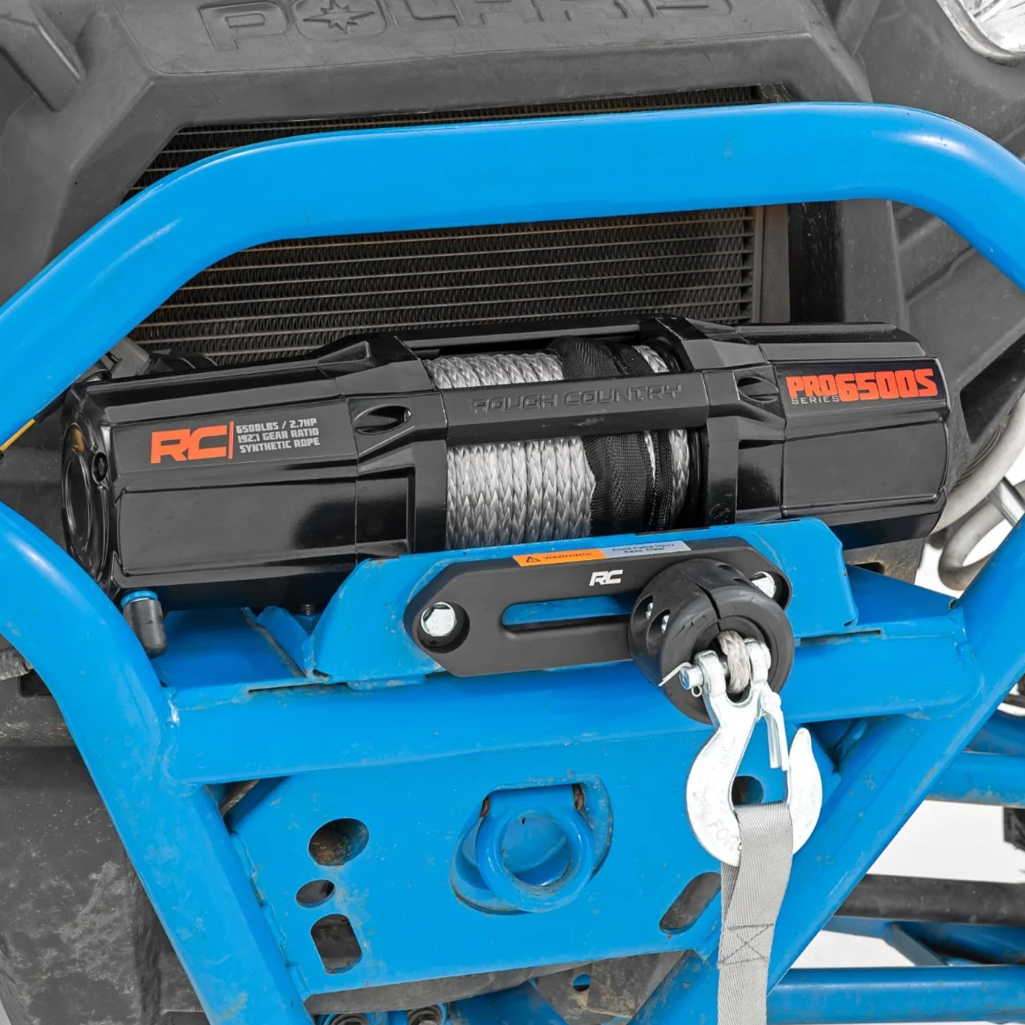 6,500LB Rough Country UTV Electric Winch | 2.7HP | Synthetic Rope - RS6500SA