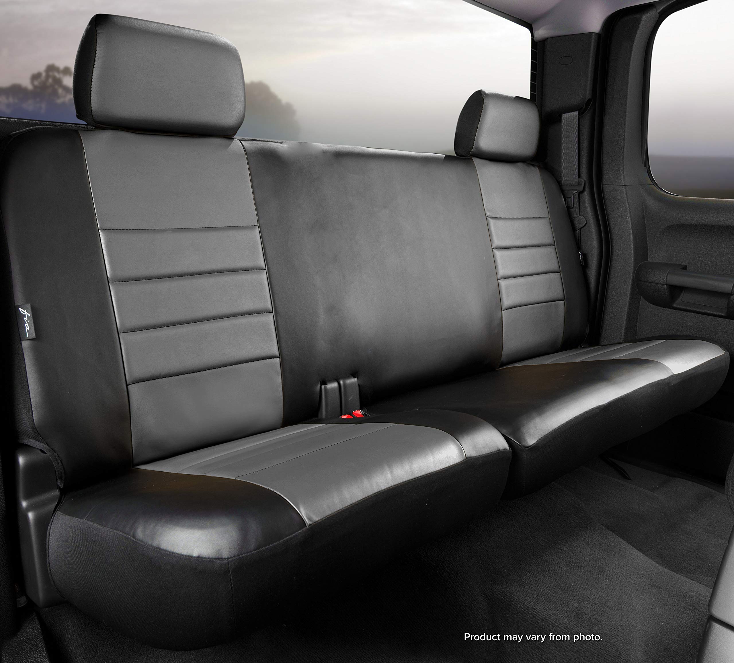 Custom Fit FIA SL62-33 Rear Seat Cover Split Cushion 60/40 - Leatherette, (Black w/Gray Center Panel)