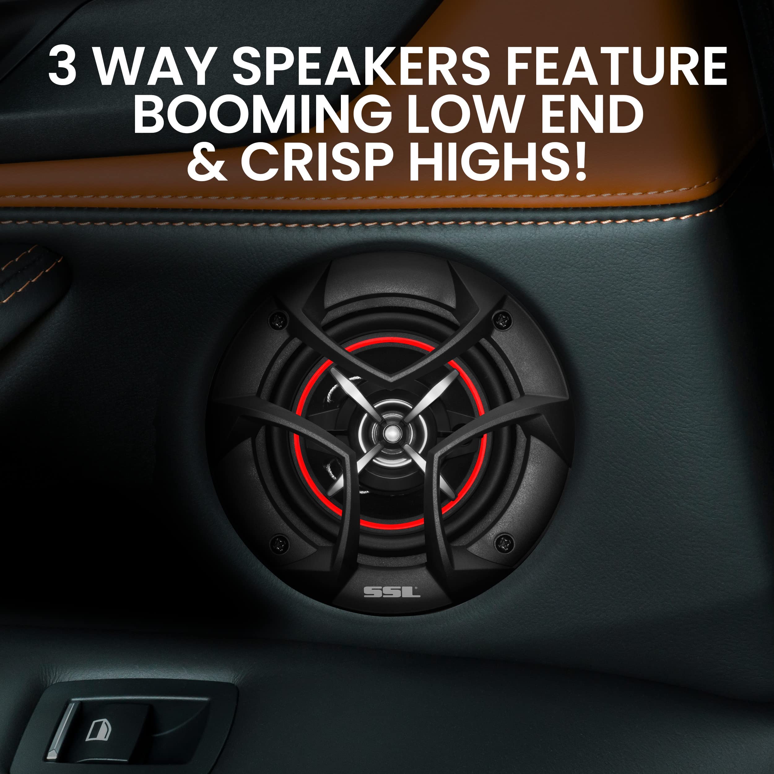 Sound Storm Laboratories Charge Series CG443 4 Inch Car Stereo Door Speakers - 200 Watts Max, 3 Way, Full Range Audio, Tweeters, Coaxial, Sold in Pairs