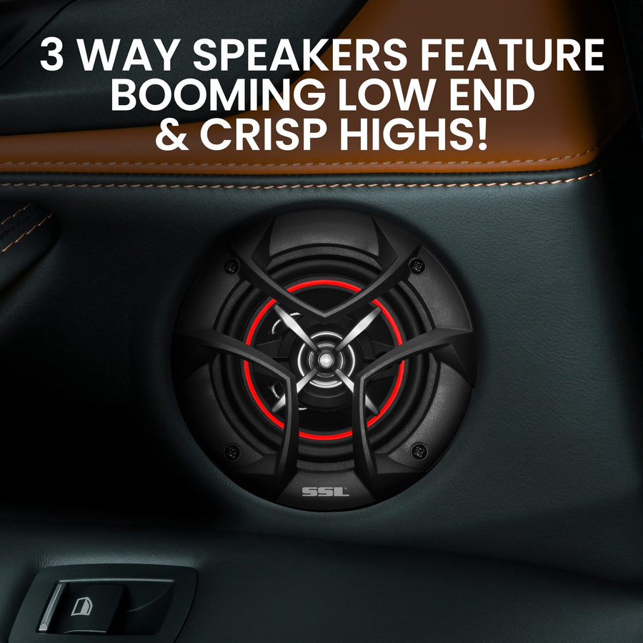 Sound Storm Laboratories Charge Series CG443 4 Inch Car Stereo Door Speakers - 200 Watts Max, 3 Way, Full Range Audio, Tweeters, Coaxial, Sold in Pairs