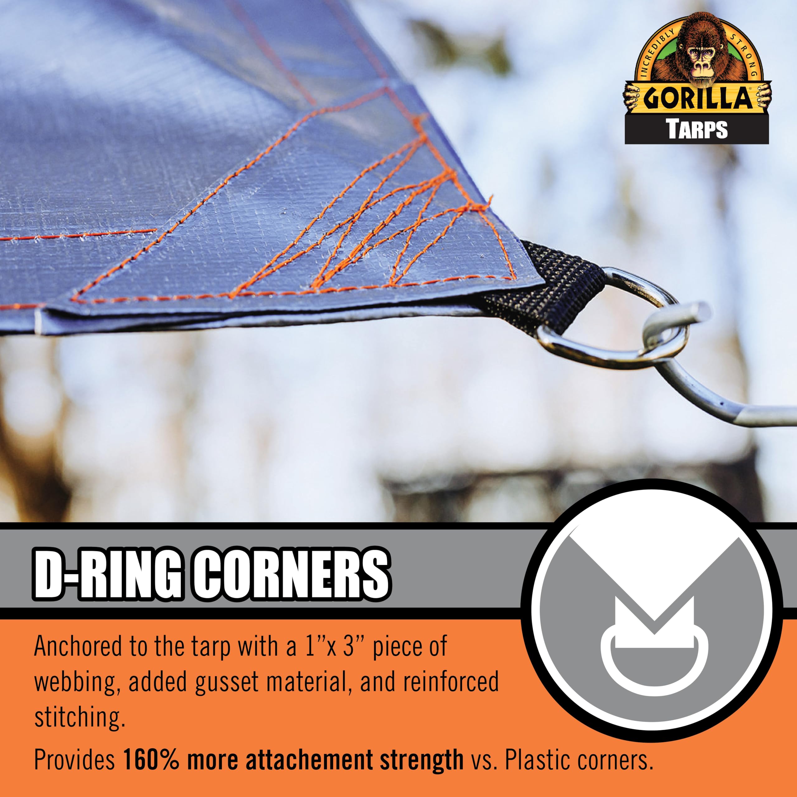Max Tough Gorilla Tarp 10x14 ft Heavy-Duty 14 MIL Poly, 16x16 Weave, UV Treated, Triple Layer Hems, Brass Grommets Every 3 ft, D-Ring Corners, Tear & Water Resistant, All-Weather Outdoor Cover
