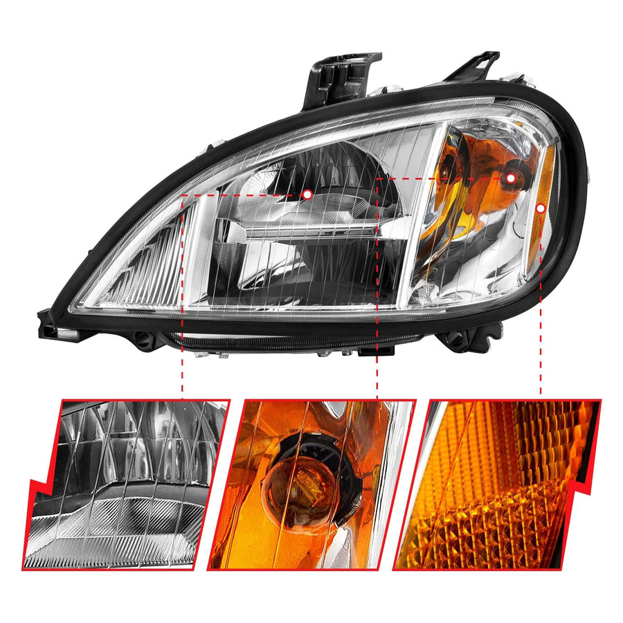 1996-2013 Freightliner Columbia Anzo USA LED Crystal Headlights Chrome Housing w/Clear Lens (Pair) (131029)