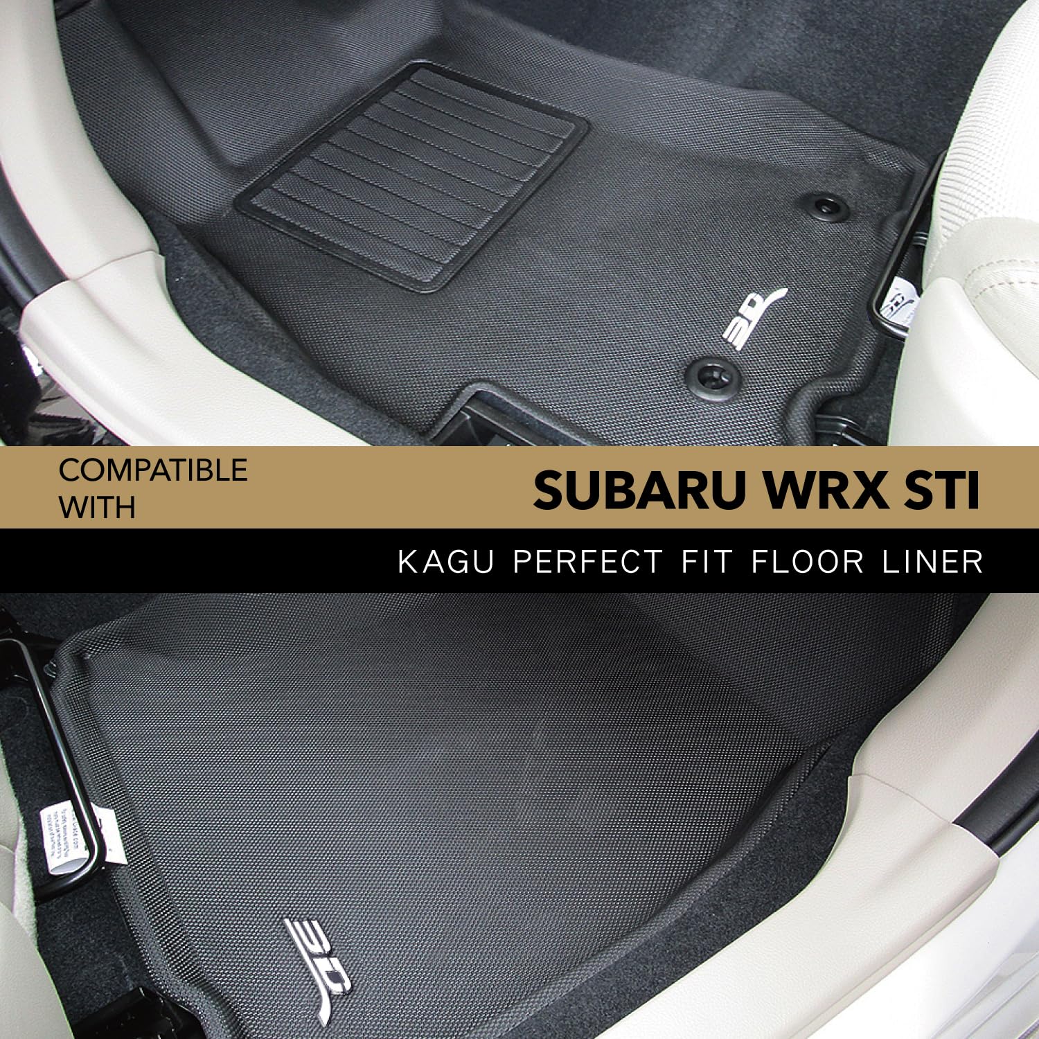3D MAXpider Kagu Custom Fit Floor Mat (Black) Compatible with Subaru Impreza 2012-2016 / XV Crosstrek 2013-2017/ WRX 2015-2021/ WRX STI 2015-2021 - R1