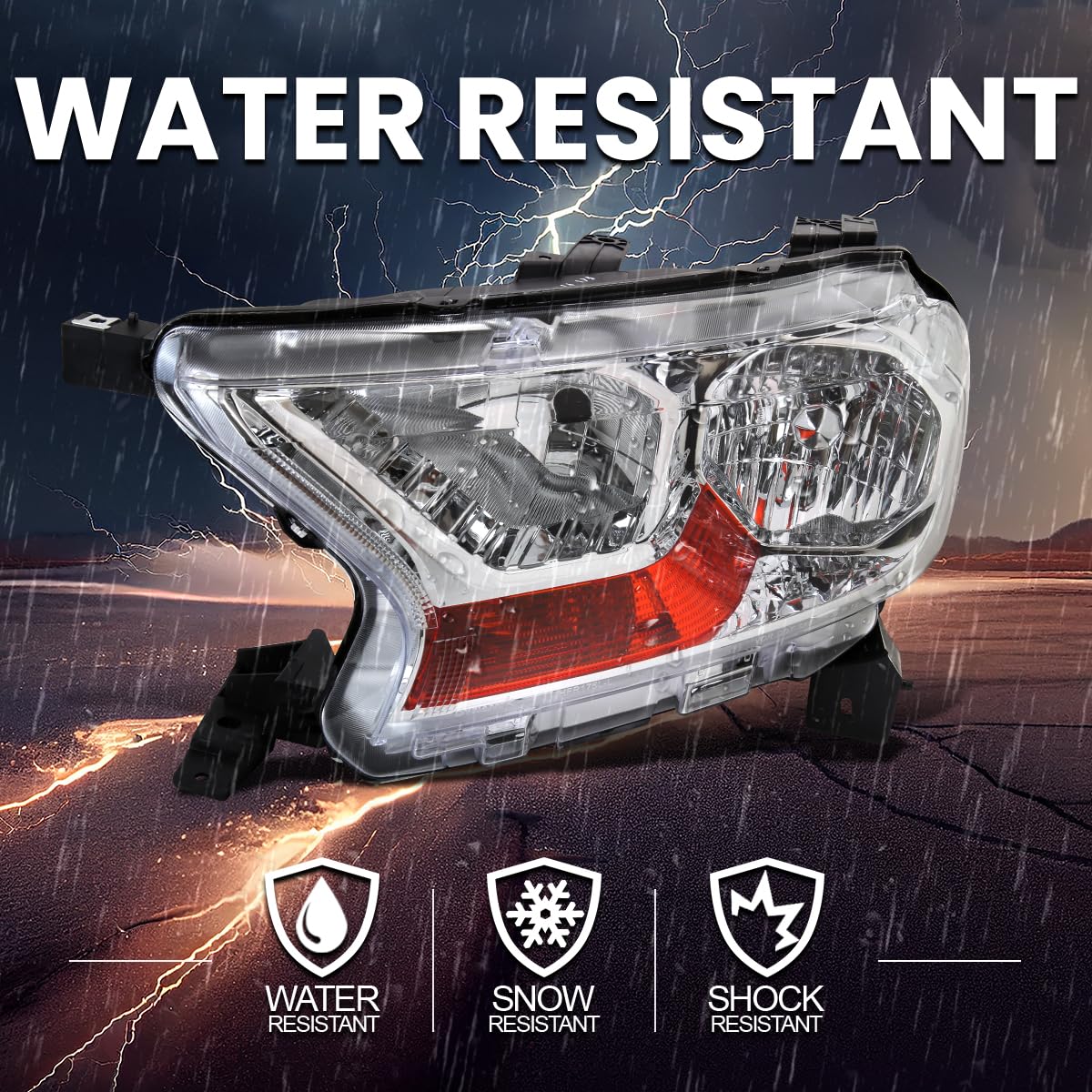 Chrome Headlights SPEC-D TUNING Compatible with 2019-2022 Ford Ranger XL/XLT, Left + Right Pair Headlamps Assembly