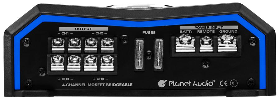 Planet Audio 4 Channel Car Amplifier PL1600.4 - 1600 High Output, High/Low Level Inputs, High/Low Pass Crossover, Hook Up to Subwoofer for Bass
