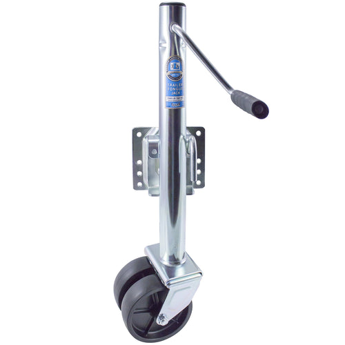 Dual Wheel Tongue Jack - Dutton-Lainson Company (6800) - Marine Jack Swivel for Boat, Towing & Other Trailer Applications - 1500 lb Capacity, 12" Total Travel, 6" Wheels, Silver Finish - Made in USA