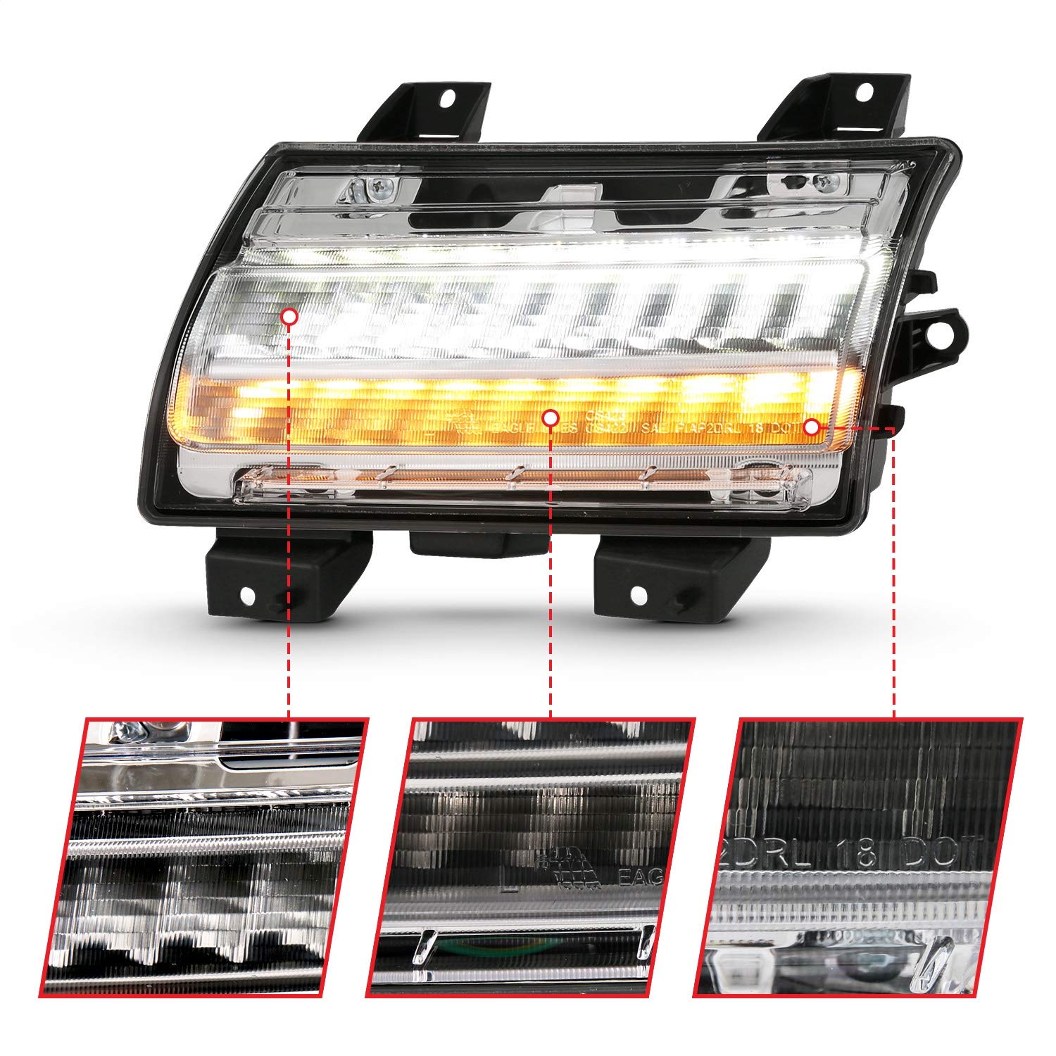 Jeep Wrangler Anzo USA 511083 18 LED Side Marker Light Chrome Clear (w/Sequential)