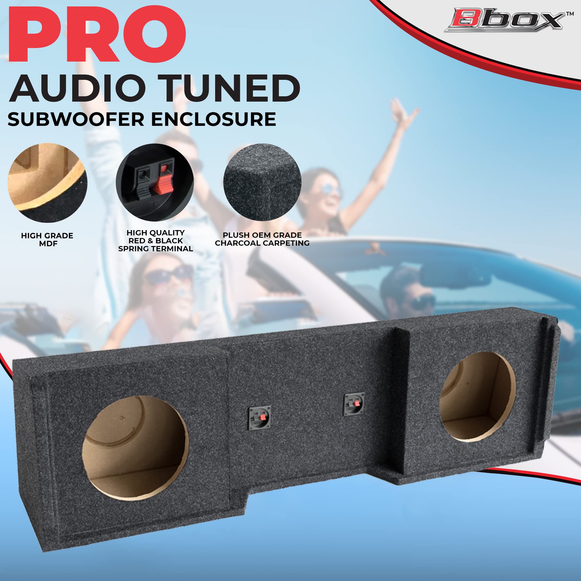 Dual Bbox Sealed 10 Inch Subwoofer Enclosure - Accu-Tuned Subwoofer Box Improves Audio Quality, Sound & Bass - Fits 1999-2007 Chevrolet/GMC Silverado/Sierra Extended Cab,Charcoal