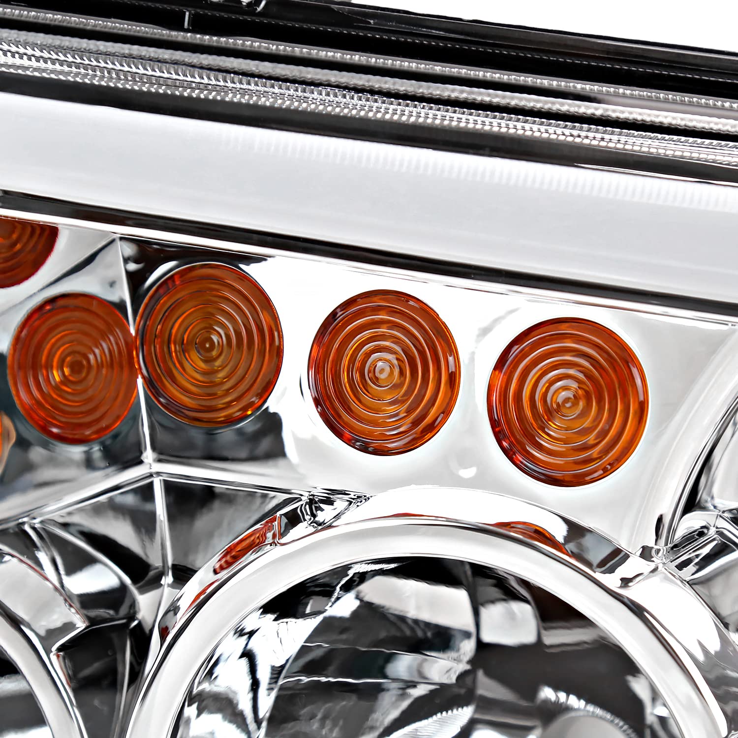Chrome Projector Headlights w/LED Tube SPEC-D TUNING Compatible with 2007-2013 Toyota Tundra, Left + Right Pair Headlamp Assembly