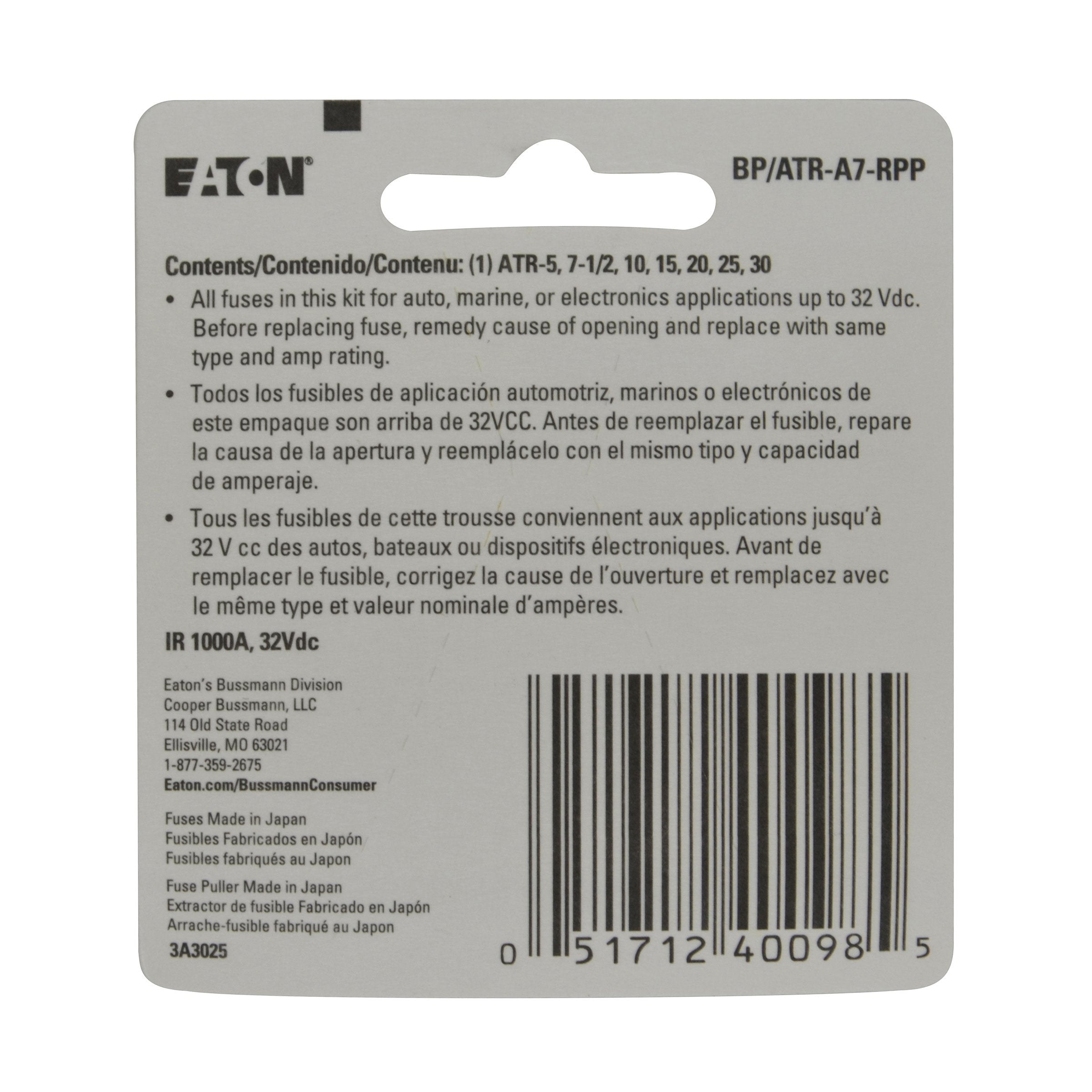 2-Leg Micro Blade Fuse Bussmann Emergency Kit with Puller (BP/ATR-A7-RPP)
