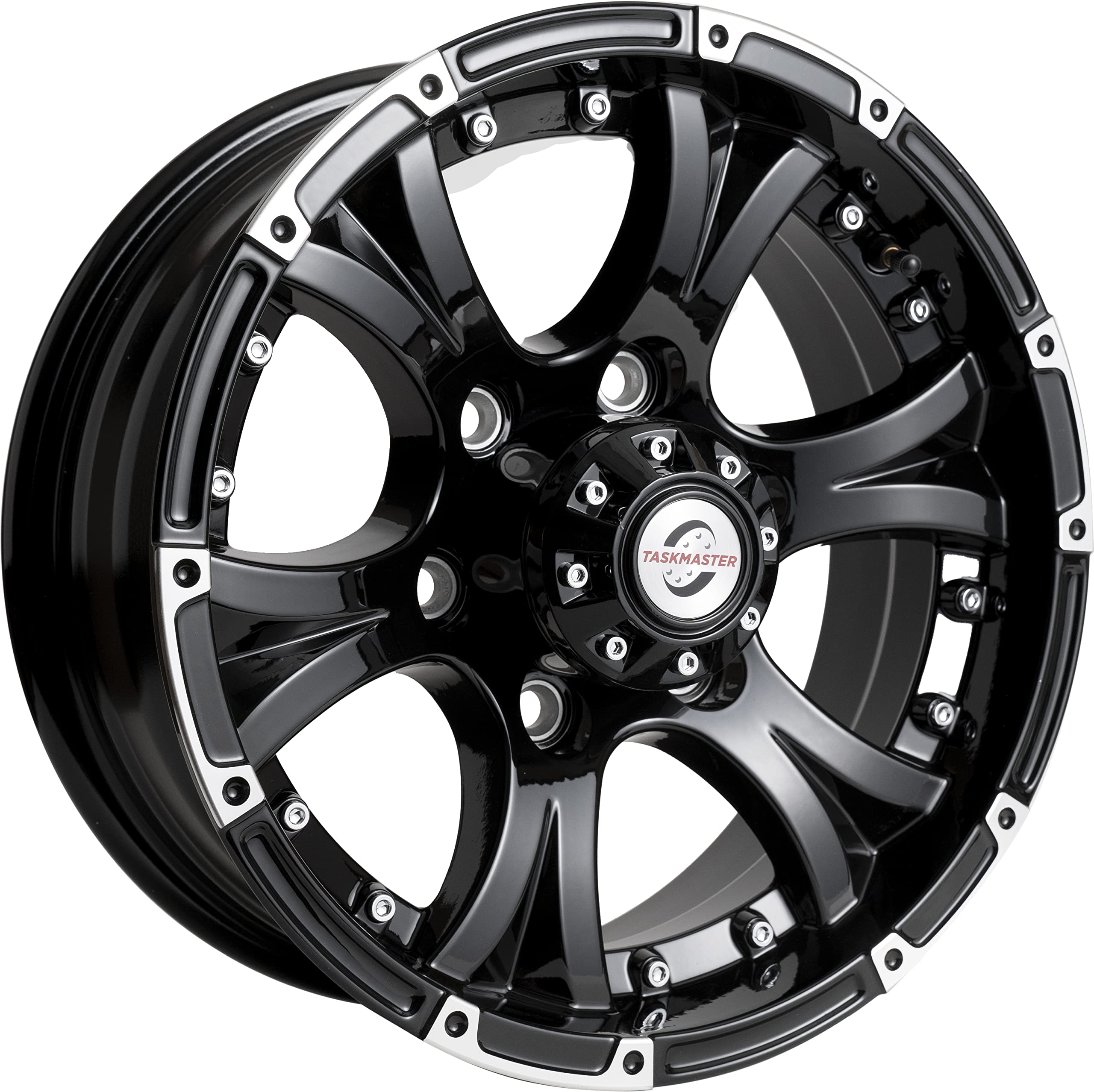 Viking™ Series 15" x 6" 6 On 5.5 Machined Lip Gloss Black Aluminum Trailer Wheel with Chrome Cap - *Trailer Use Only…