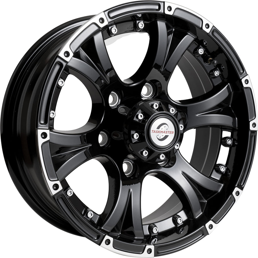 Viking™ Series 15" x 6" 6 On 5.5 Machined Lip Gloss Black Aluminum Trailer Wheel with Chrome Cap - *Trailer Use Only…