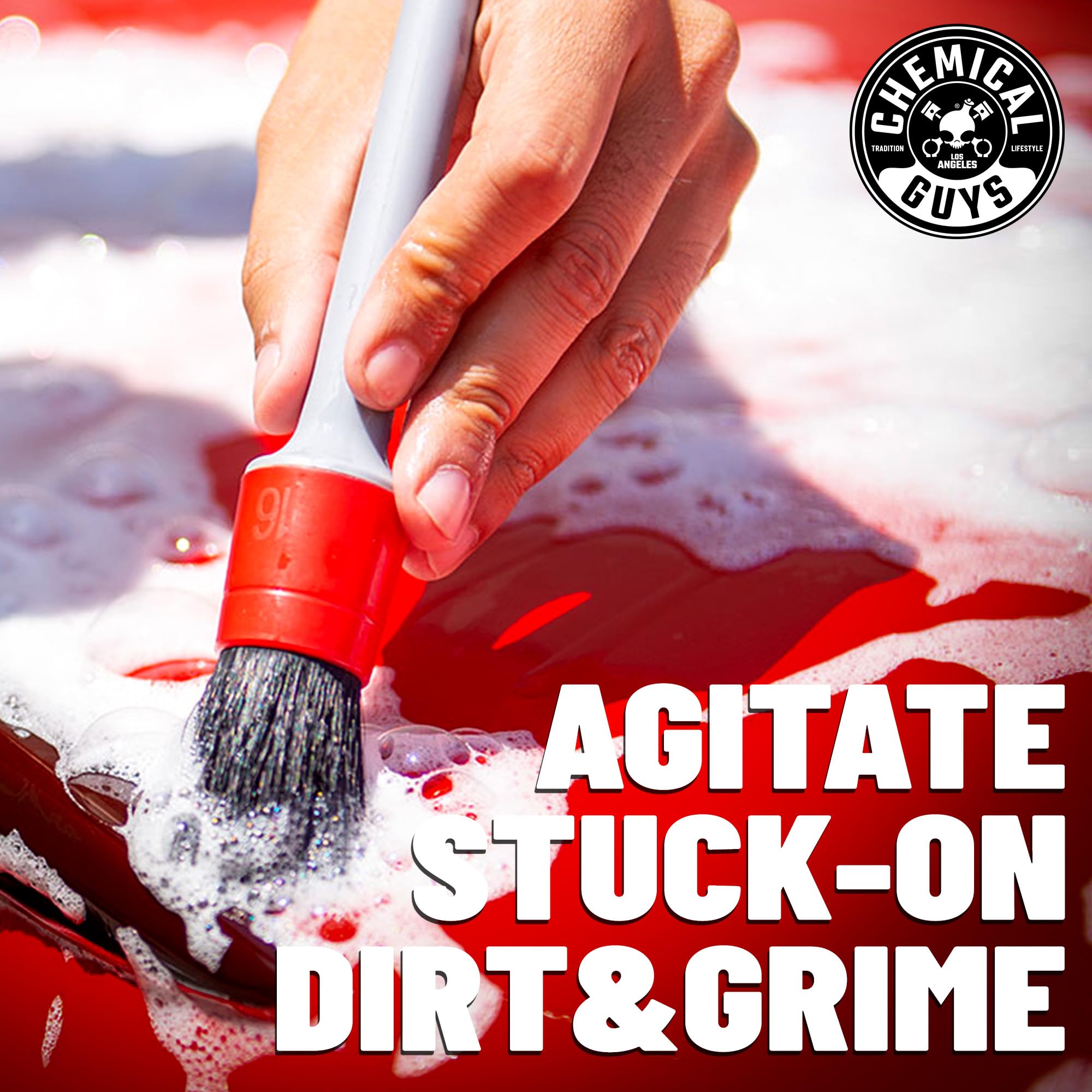 Chemical Guys Exterior Detailing Brushes All in the Details - 3-Piece Soft Scratch-Free Brushes for Wheels, Bumpers, Grilles, Badging & Tight Exterior Gaps on Cars, Trucks, SUVs & More