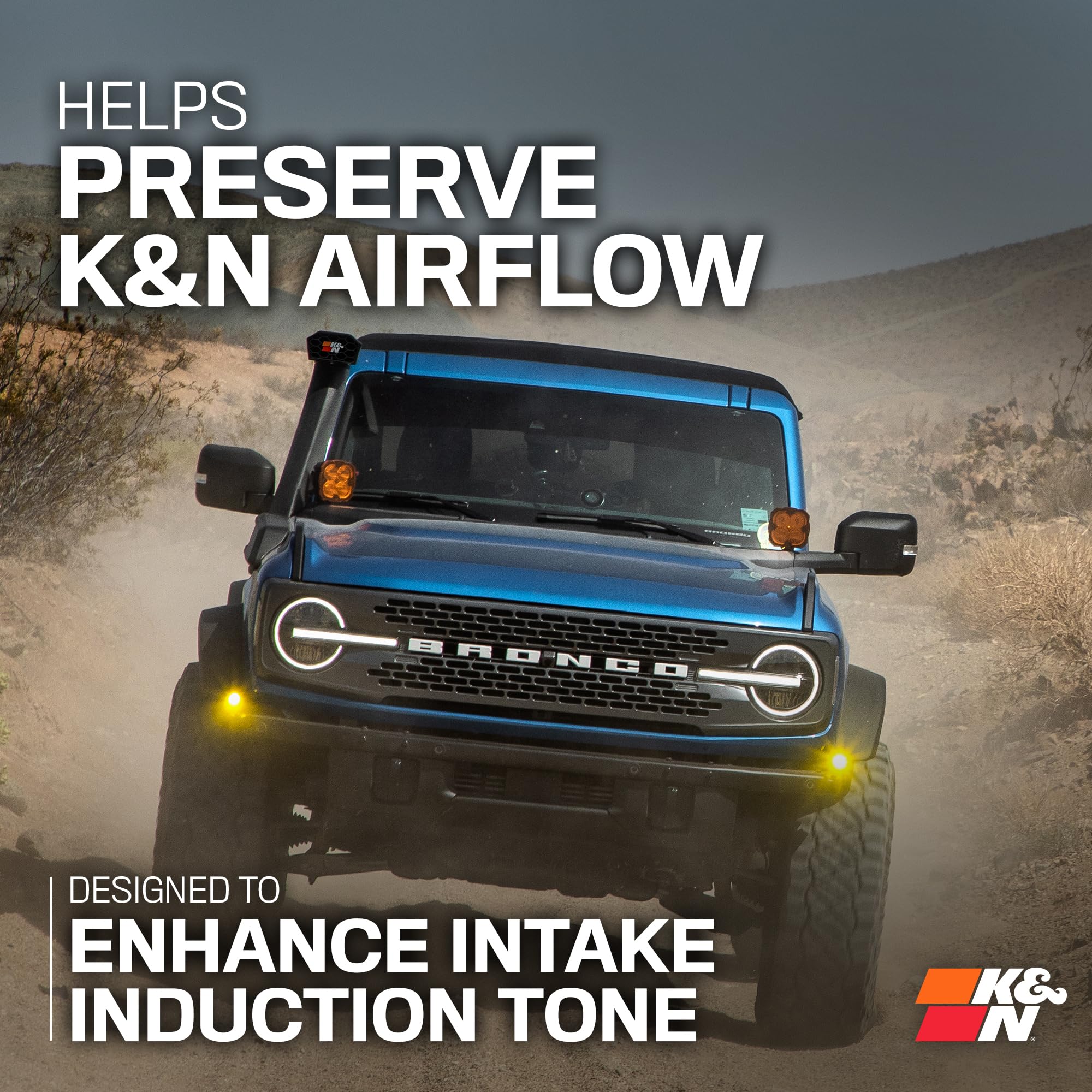 K&N Intake Kit Elevated (Snorkel) Compatible with 2021-2025 Ford Bronco 2.3L/2.7L, 63-8002